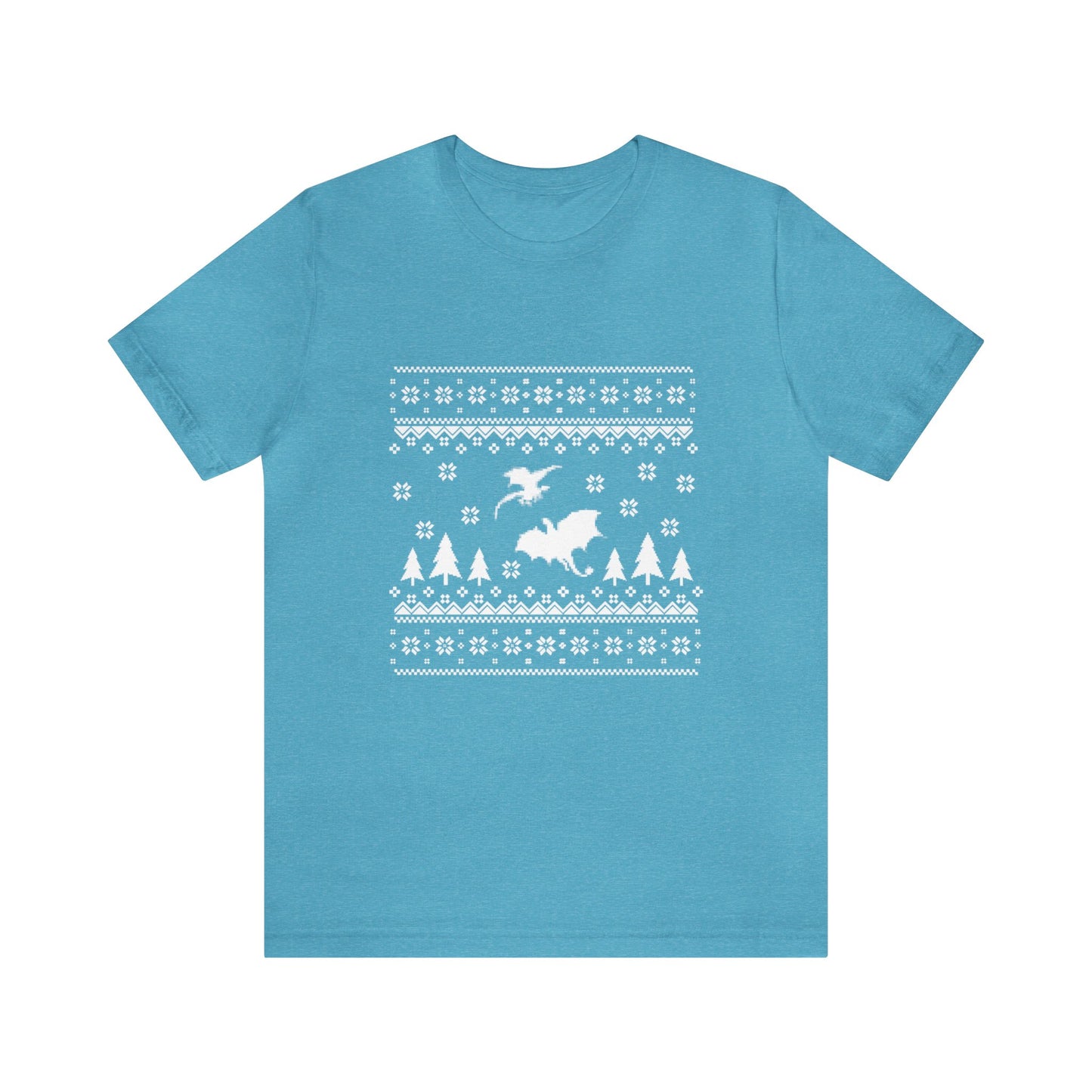 8-bit Fair Isle Dragon Christmas Version 5 - Unisex T-shirt