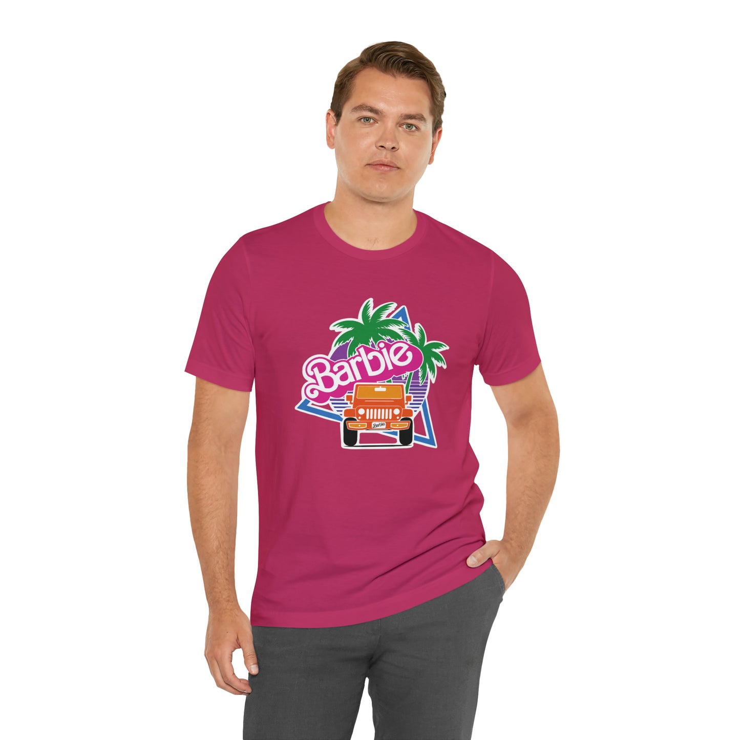 Orange, Beep Beep Barbie Jeep, Unisex Jersey Short Sleeve Tee