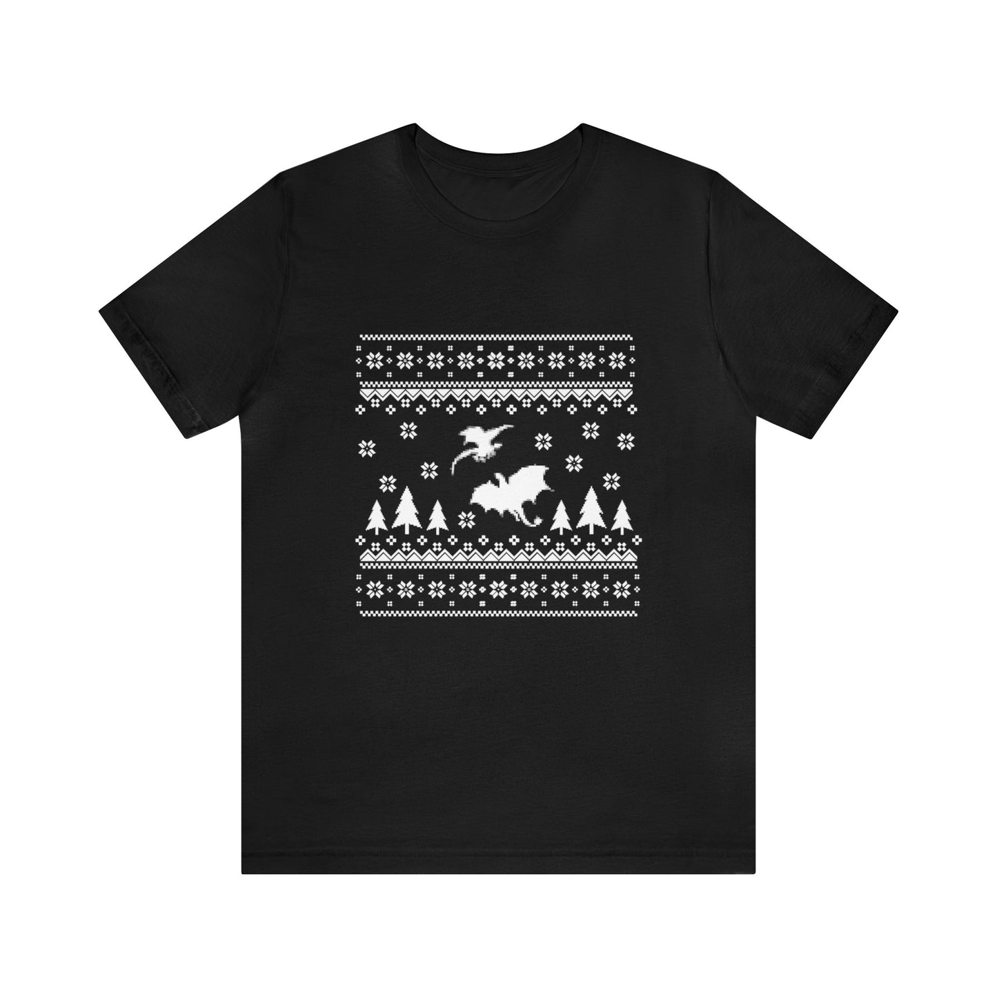 8-bit Fair Isle Dragon Christmas Version 5 - Unisex T-shirt