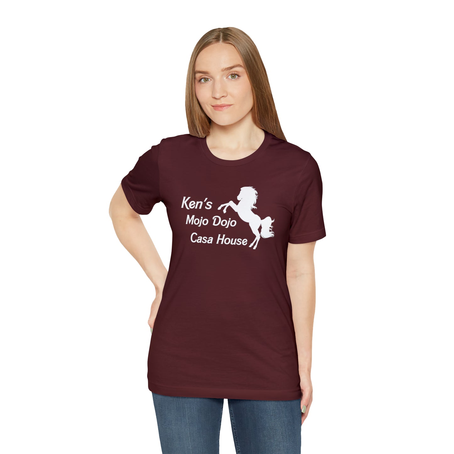 White Silhouette Horse, Mojo Dojo Casa House, Unisex Jersey Short Sleeve Tee