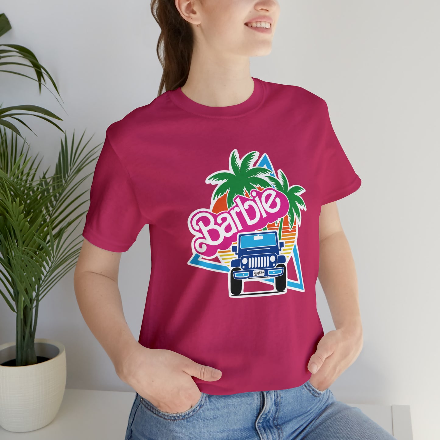Blue jeep, Beep Beep Barbie Jeep, Unisex Jersey Short Sleeve Tee