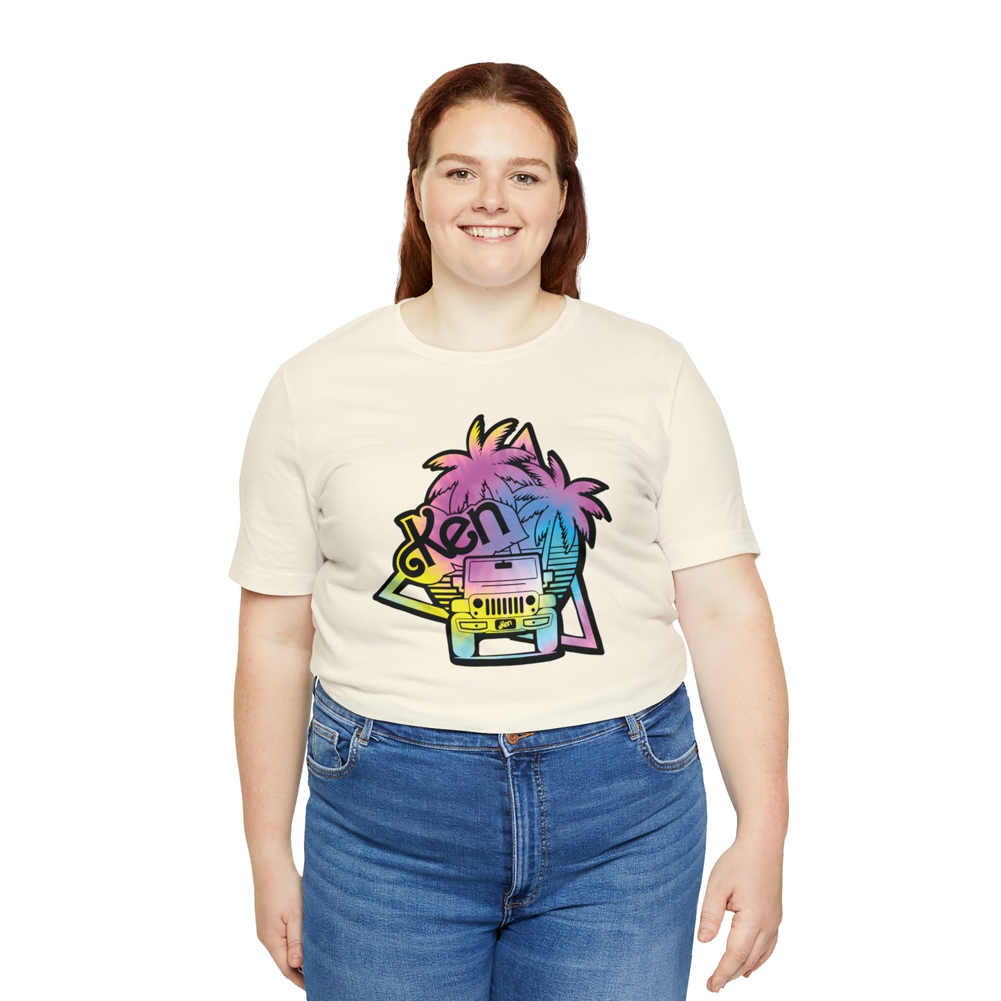 black outline tie dye, Beep Beep KEN Jeep, Unisex Jersey Short Sleeve Tee