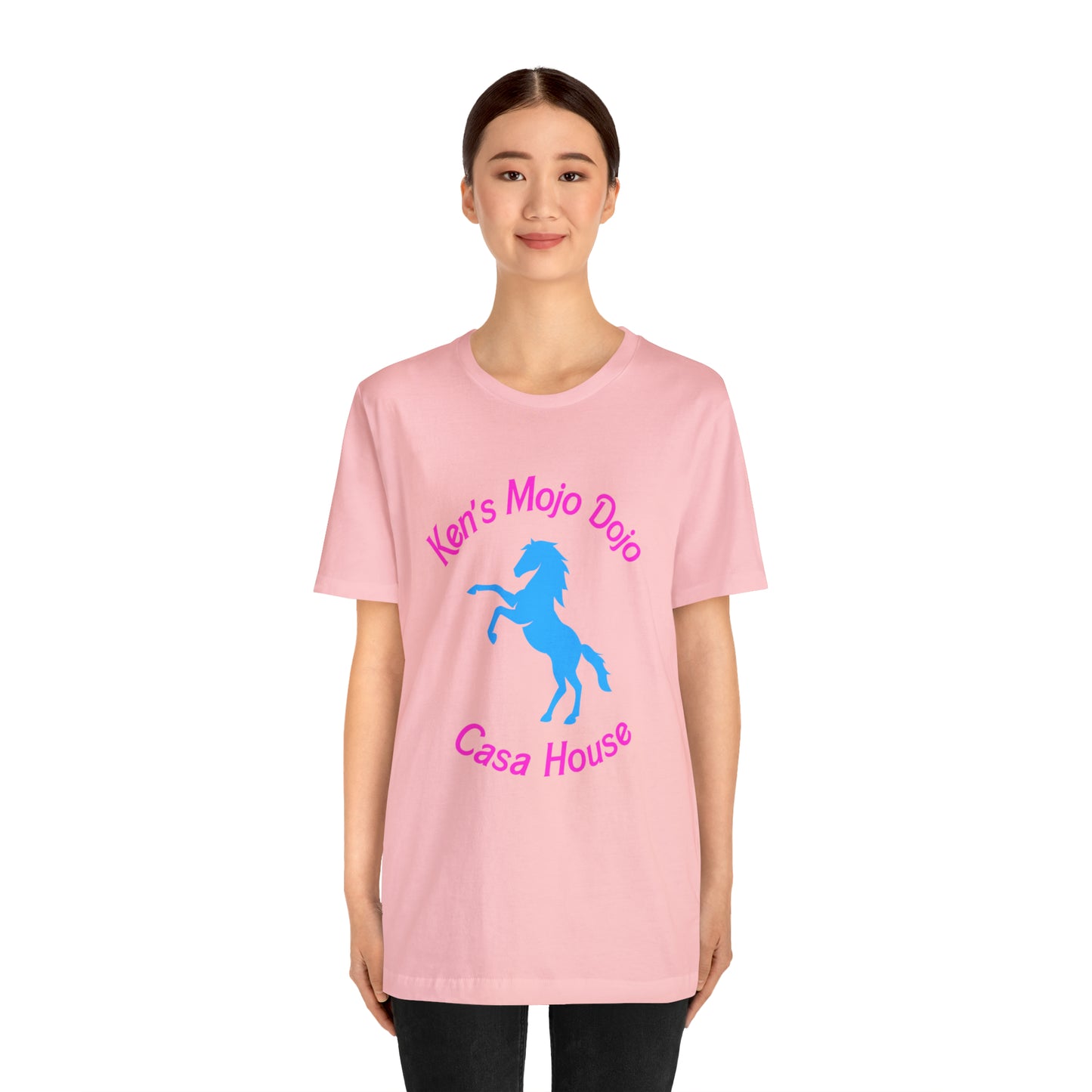 Neon Pink and Blue: Ken's Mojo Dojo Casa House, Unisex Jersey Short Sleeve Tee