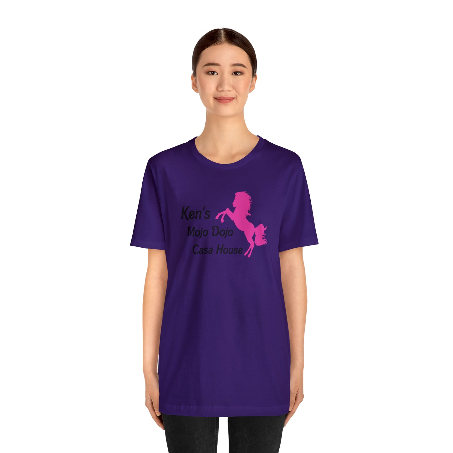 Pink Silhouette Horse, Mojo Dojo Casa House, Unisex Jersey Short Sleeve Tee