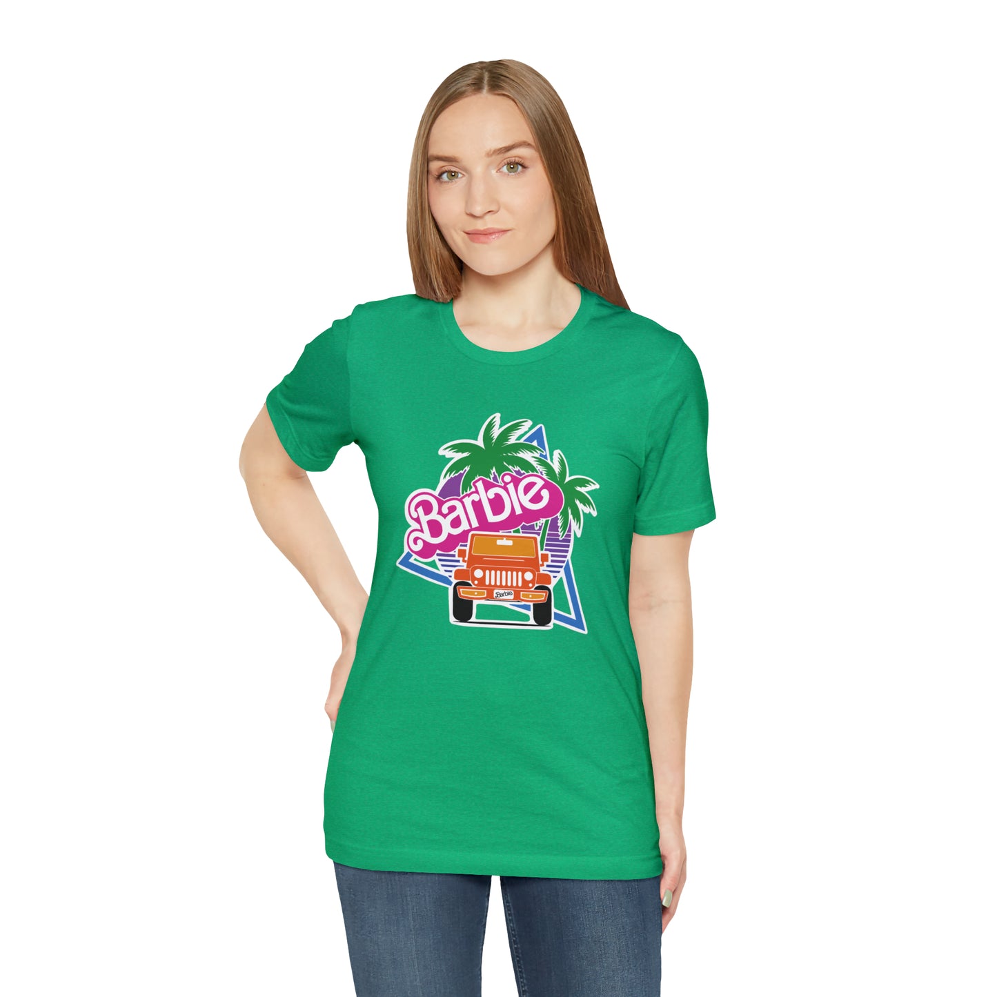 Orange, Beep Beep Barbie Jeep, Unisex Jersey Short Sleeve Tee