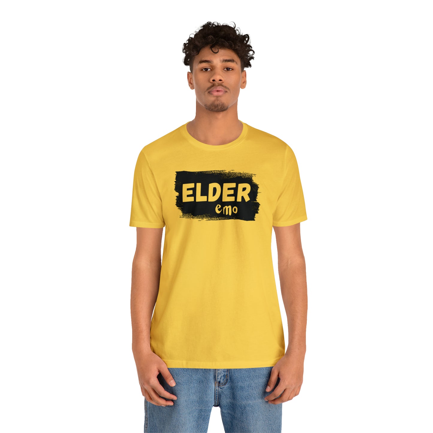 BLACK LETTER Elder Emo, Unisex Jersey Short Sleeve Tee