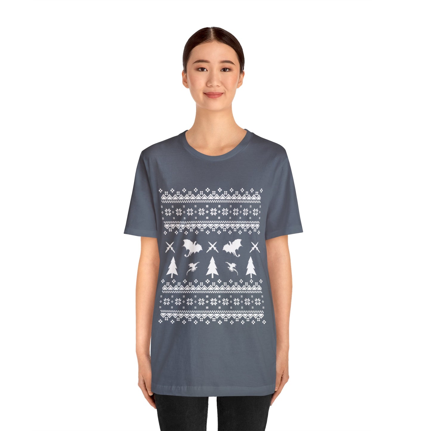 8-bit Fair Isle Dragon Christmas - Version 1 - Unisex T-shirt
