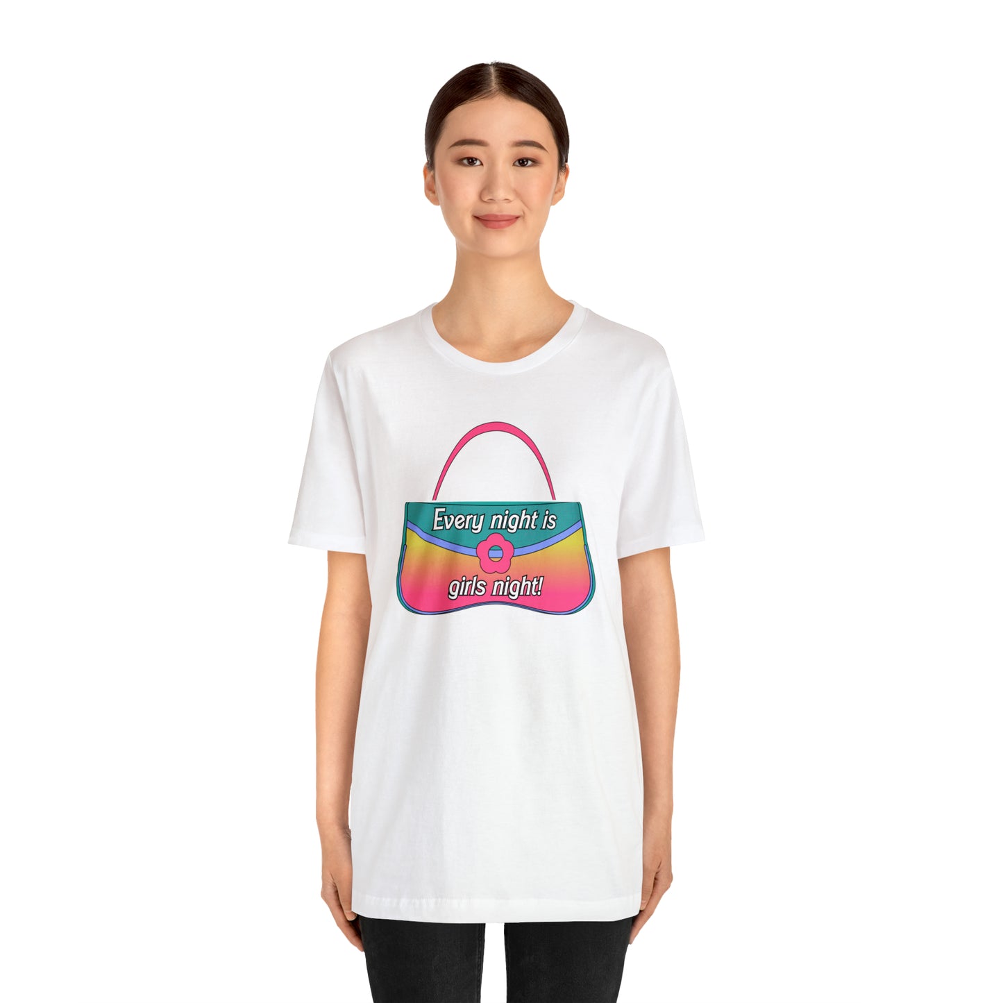 90's Purse: Every Night is Girl's Night, Unisex Jersey Short Sleeve Tee