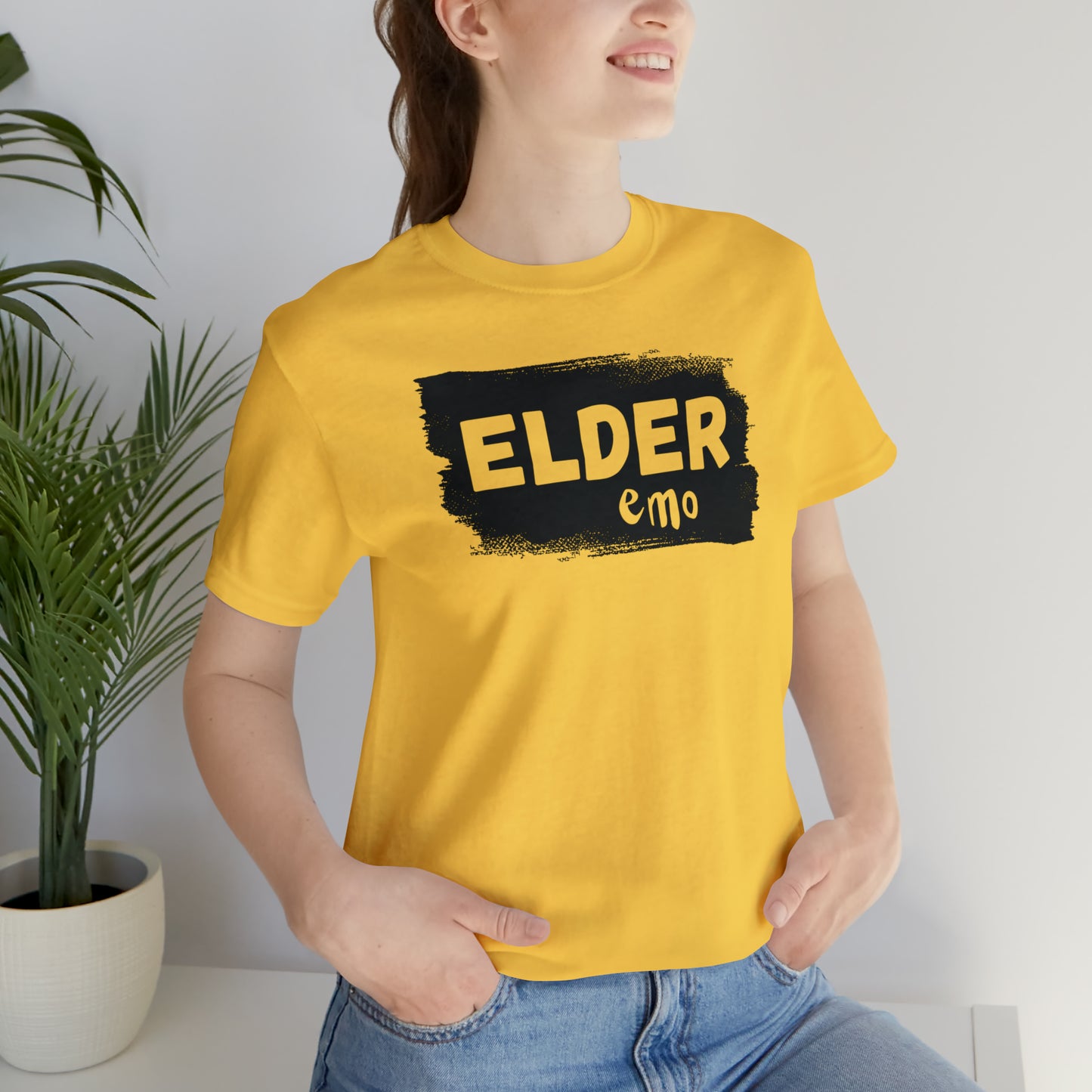 BLACK LETTER Elder Emo, Unisex Jersey Short Sleeve Tee