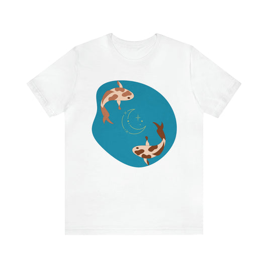 Blue Pond Moon Koi, Unisex Jersey Short Sleeve Tee
