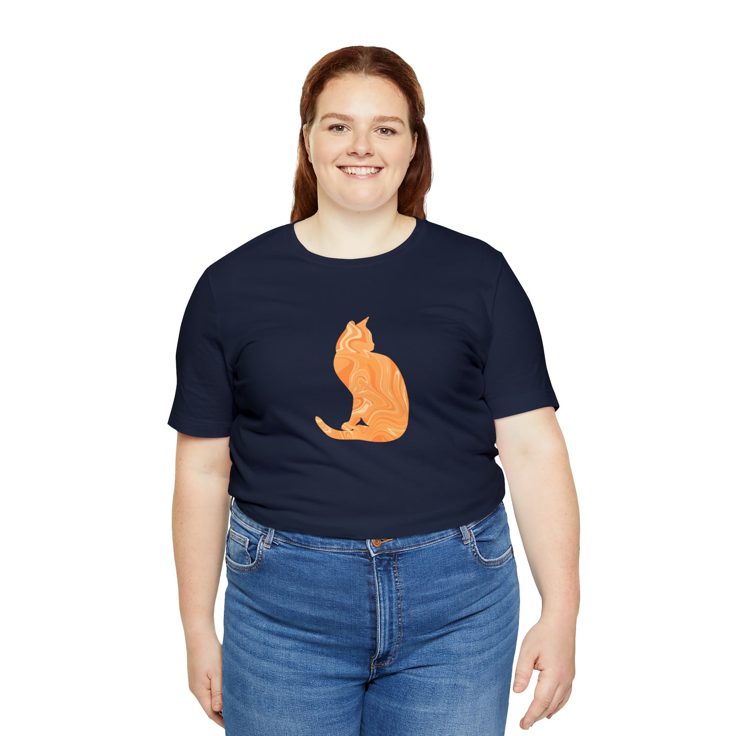 Orange Marble Cat, Unisex Jersey Short Sleeve Tee