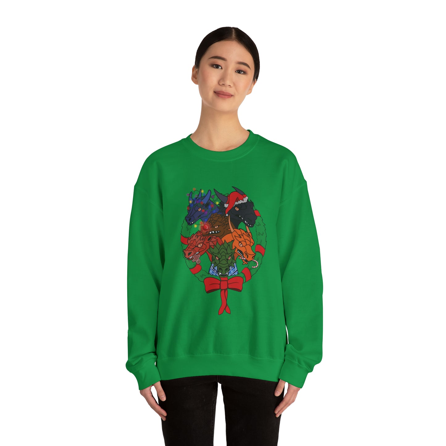 Dragon Christmas with no snow and wreath- Unisex Sweatshirt
