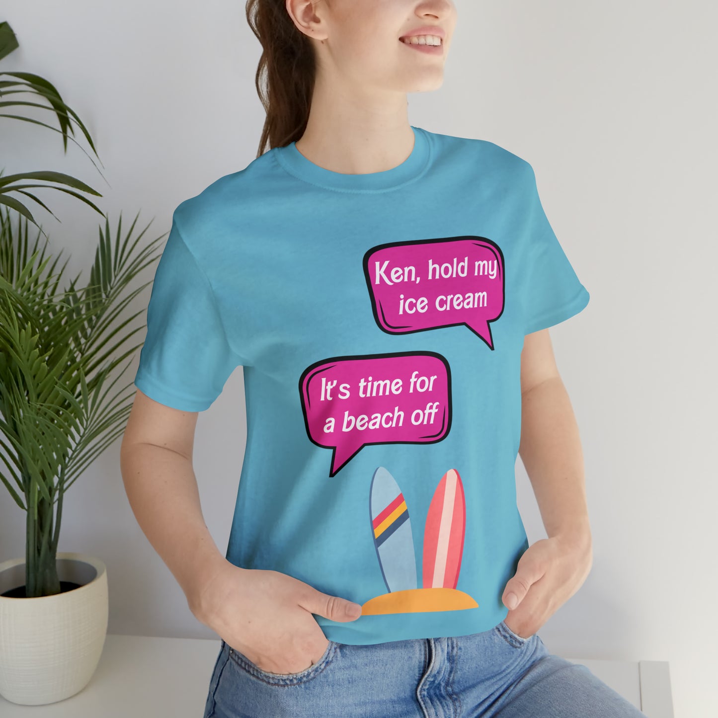 Blank back Beach off, Unisex Jersey Short Sleeve Tee