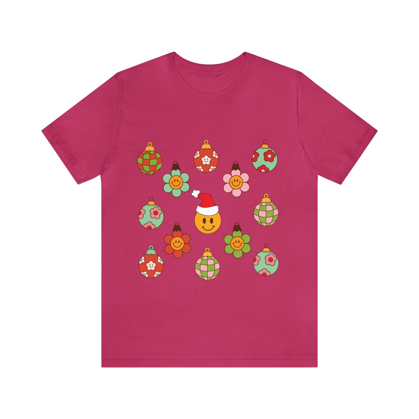 Groovy Smiley Christmas with NO back design - Unisex T-shirt