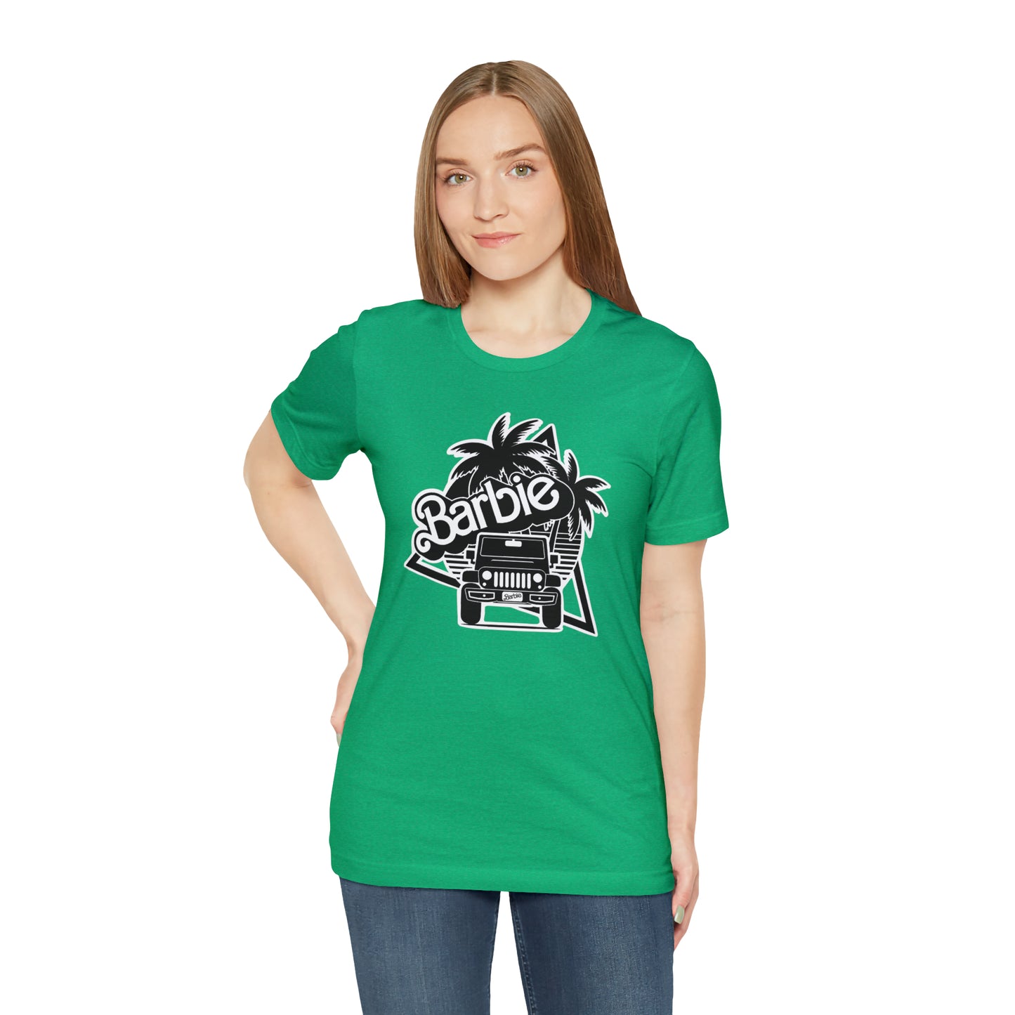 Black and White, Beep Beep Barbie Jeep, Unisex Jersey Short Sleeve Tee