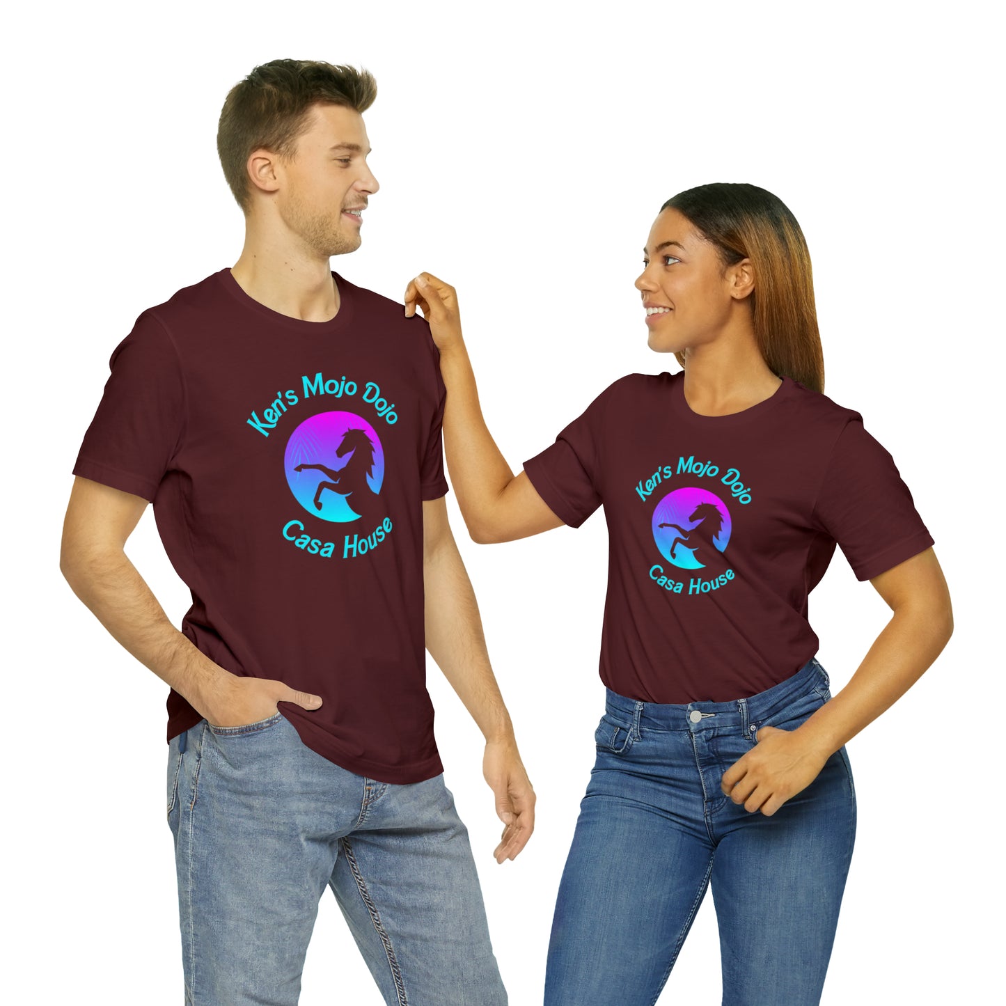 Neon Teal Moon: Mojo Dojo Casa House, Unisex Jersey Short Sleeve Tee