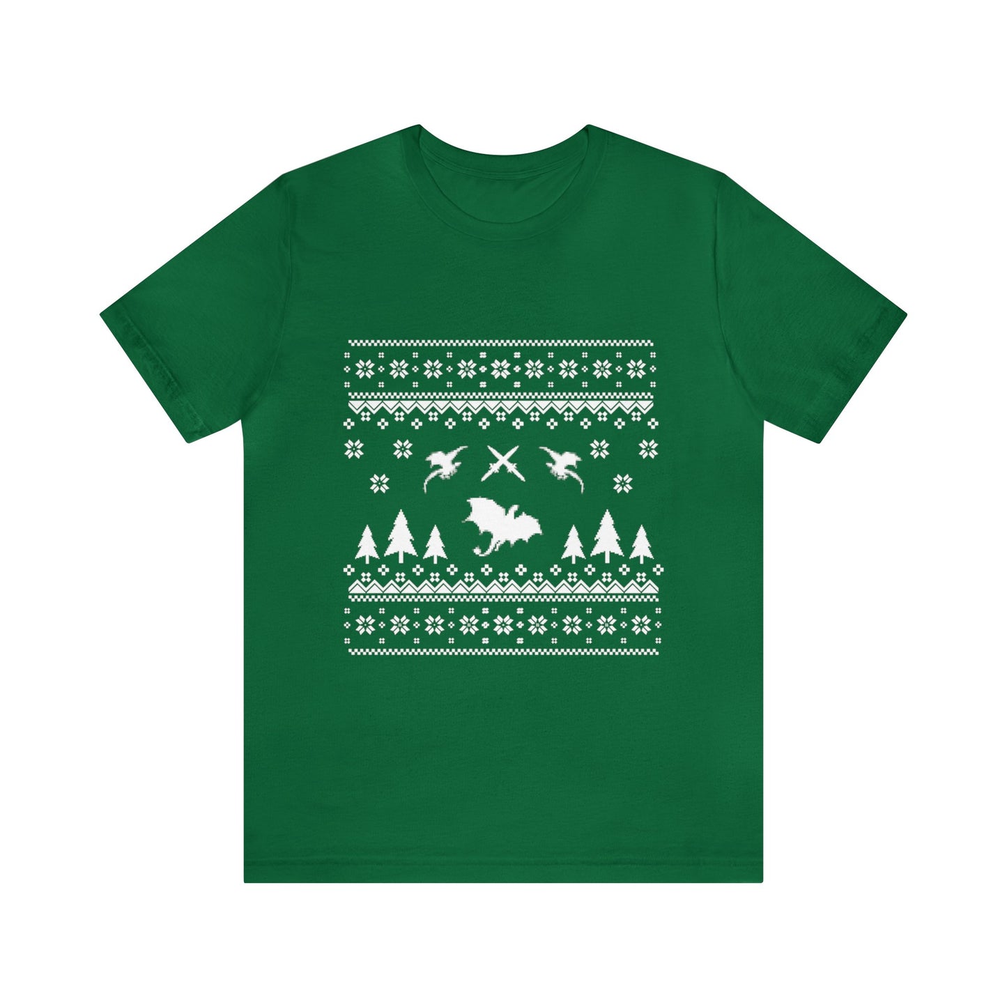 8-bit Fair Isle Dragon Christmas - Version 4 - Unisex T-shirt