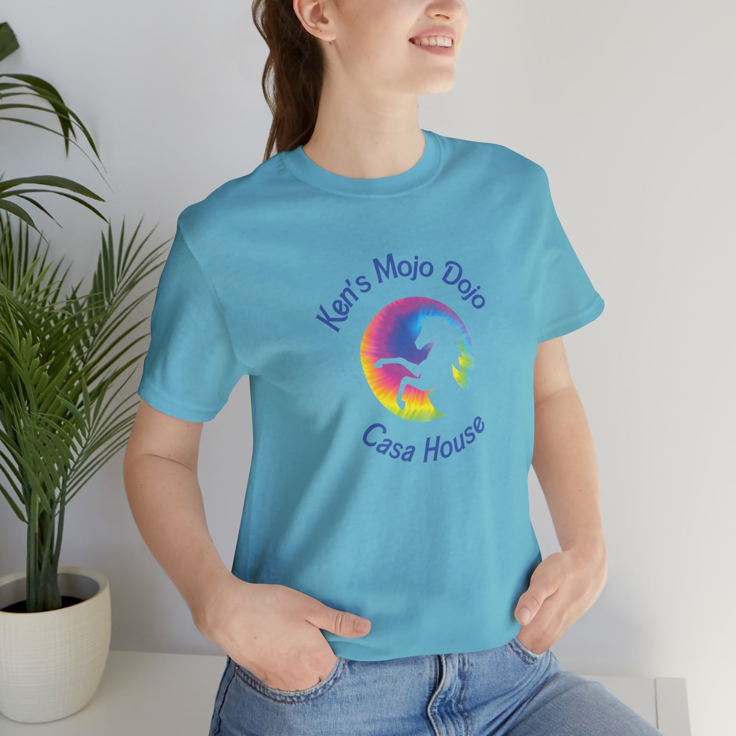 Tie Dye Moon Ken Blue, Unisex Jersey Short Sleeve Tee