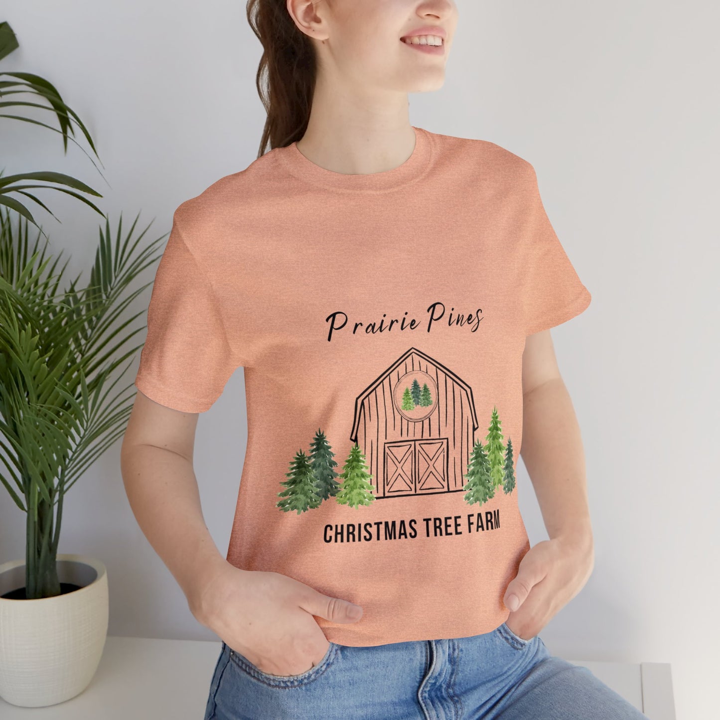 Watercolor Trees Prairie Pines Black Text - no back design - Unisex T-shirt
