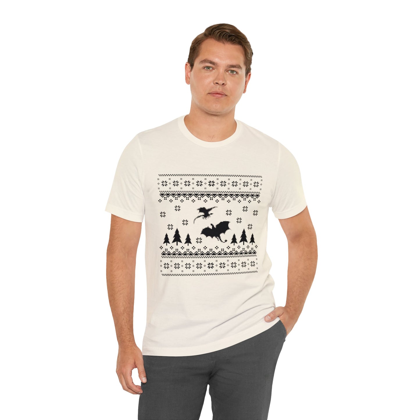 8-bit Fair Isle Dragon Christmas Version 5 - Unisex T-shirt