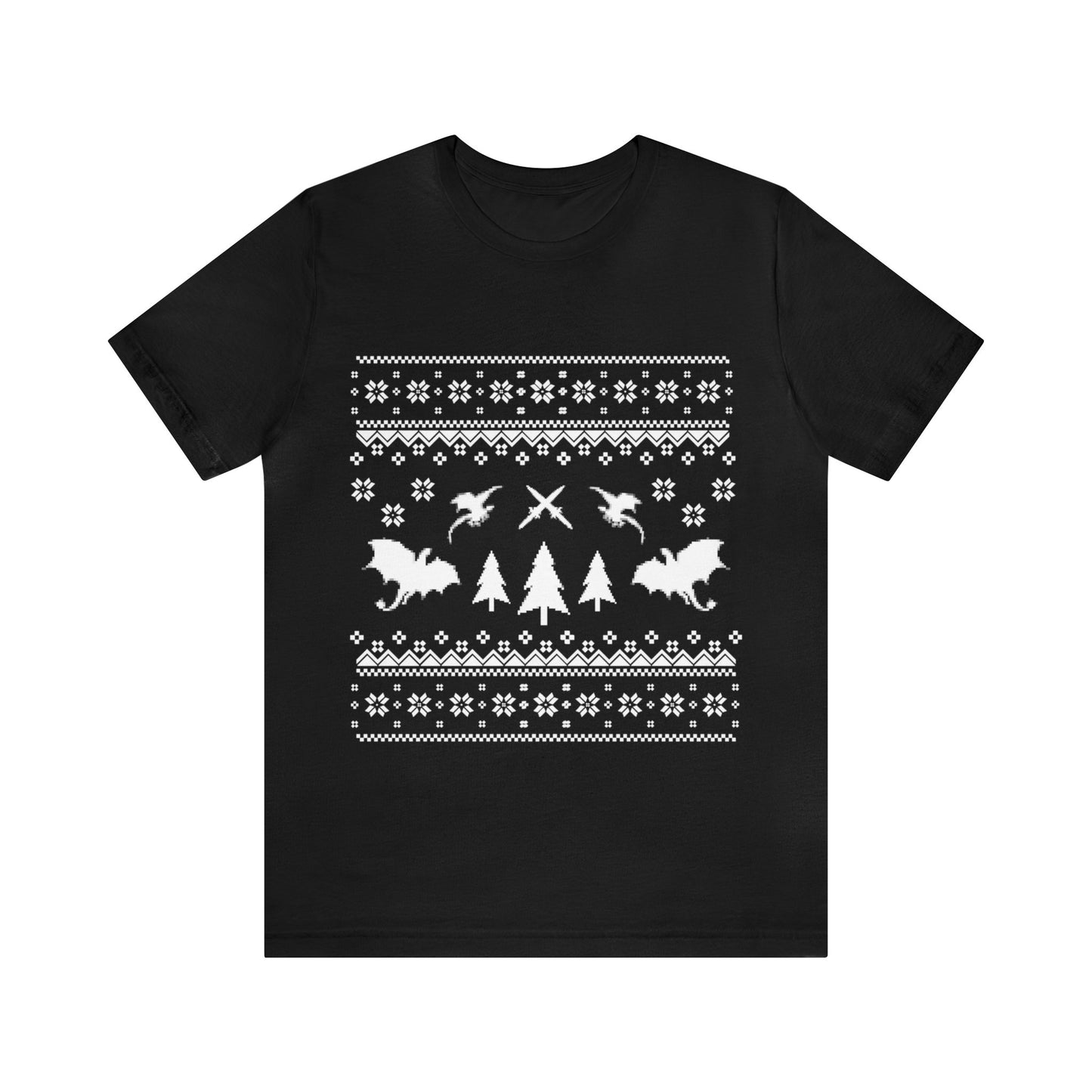 8-bit Fair Isle Dragon Christmas - Version 3 - Unisex T-shirt