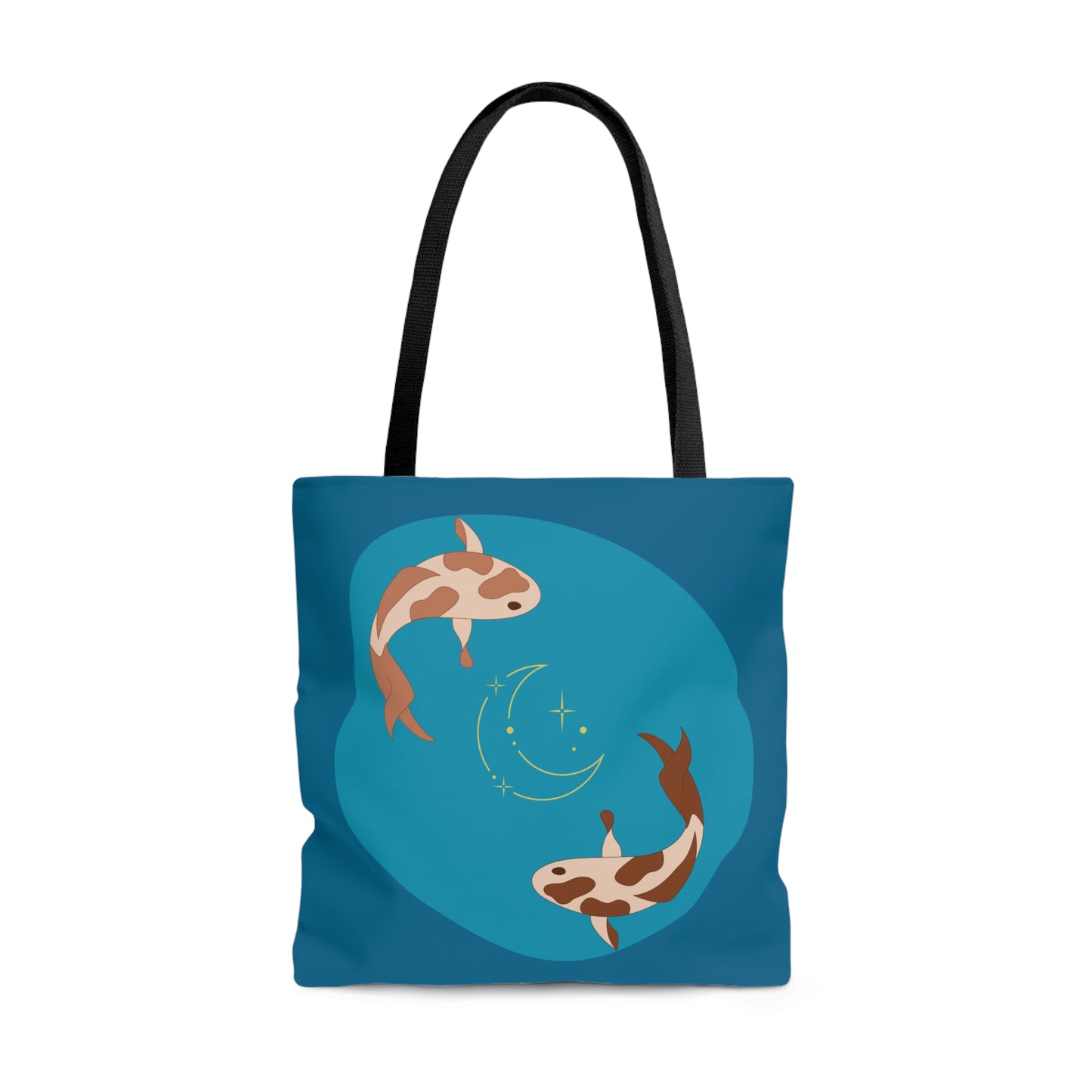 Blue Pond Koi Moon Tote Bag