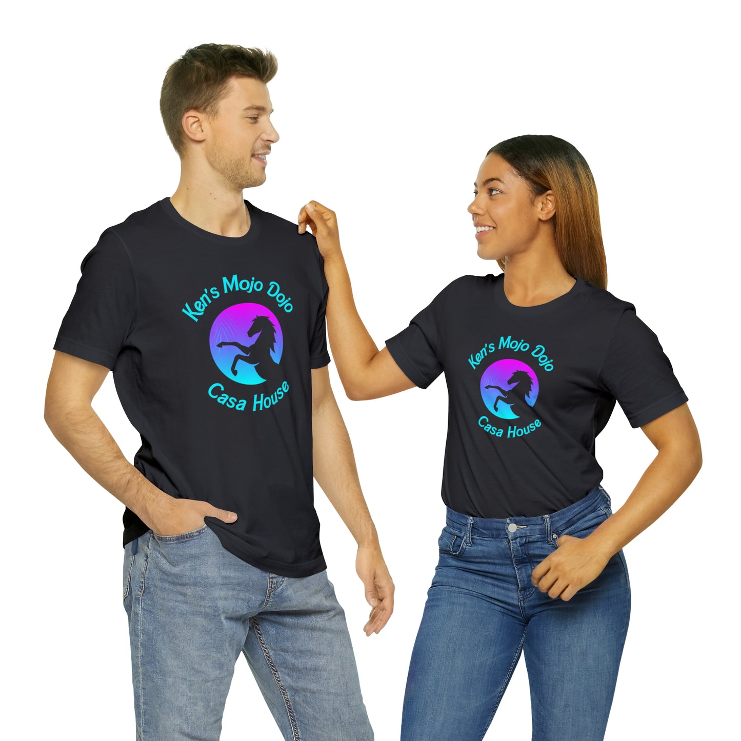Neon Teal Moon: Mojo Dojo Casa House, Unisex Jersey Short Sleeve Tee