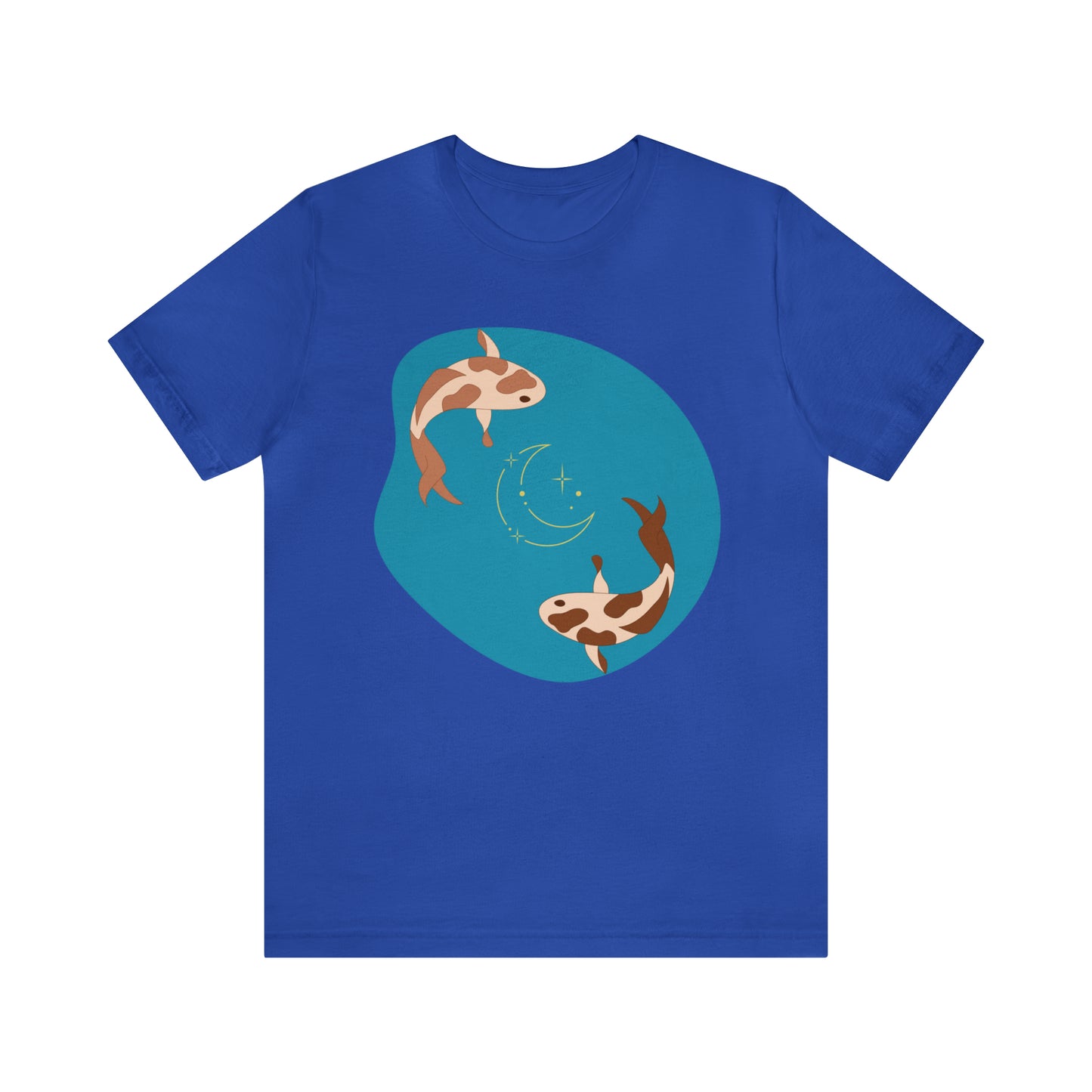 Blue Pond Moon Koi, Unisex Jersey Short Sleeve Tee