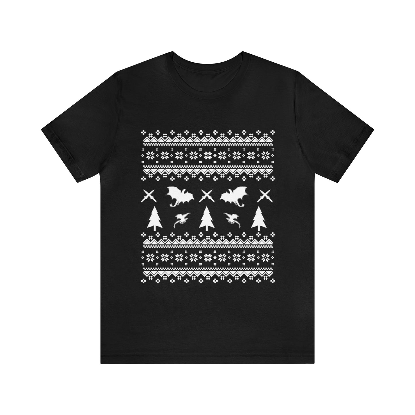 8-bit Fair Isle Dragon Christmas - Version 1 - Unisex T-shirt
