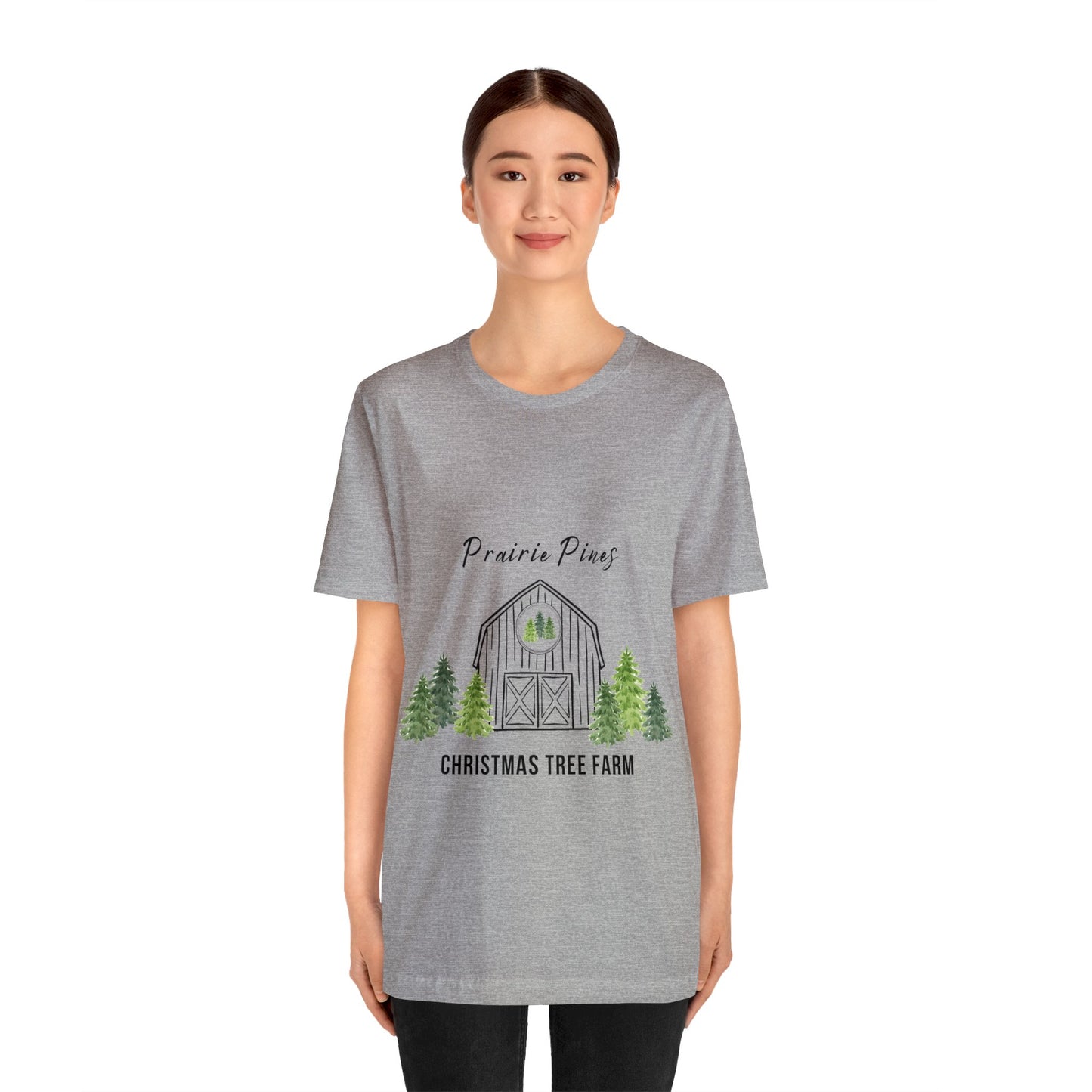 Watercolor Trees Prairie Pines Black Text - no back design - Unisex T-shirt