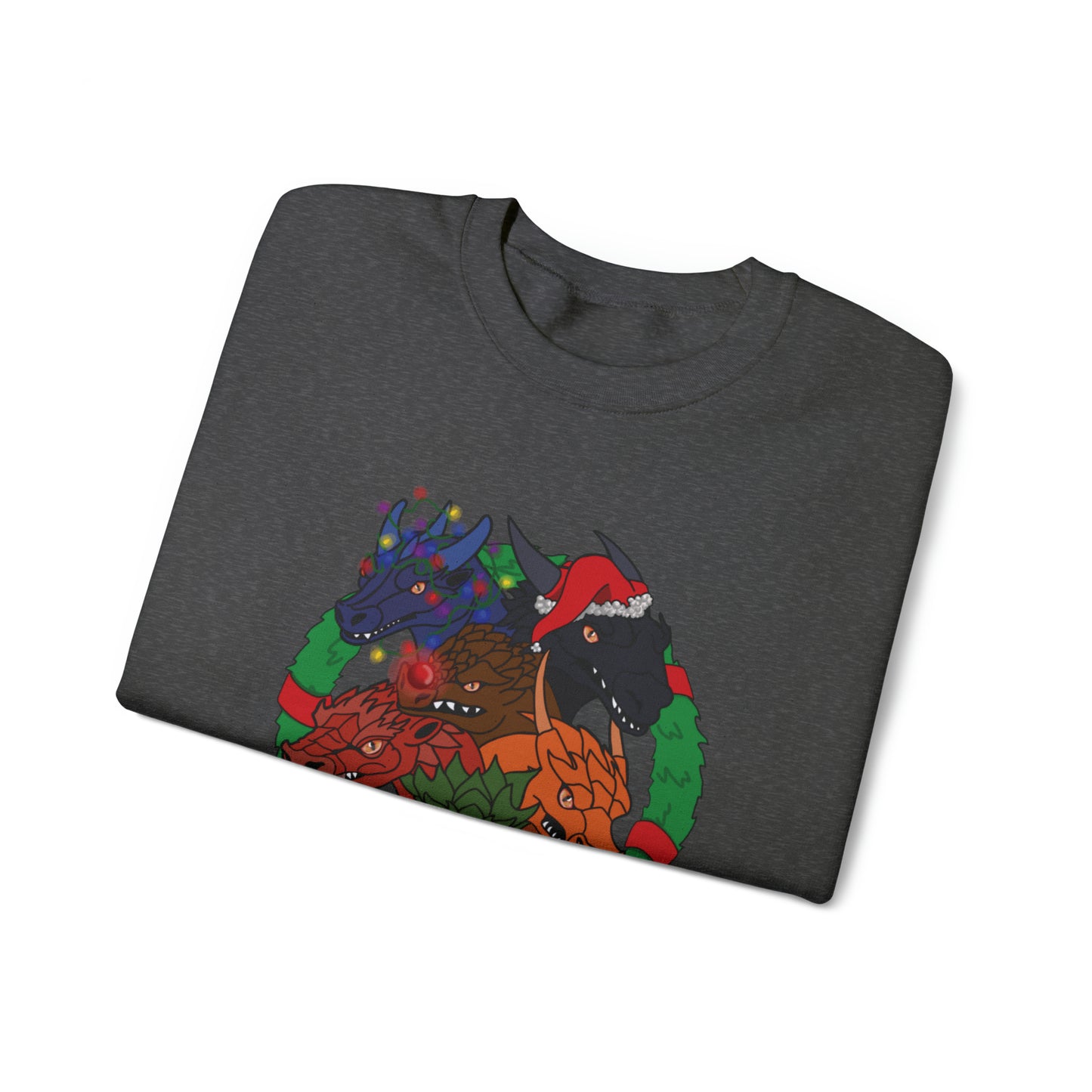 Dragon Christmas with no snow and wreath- Unisex Sweatshirt