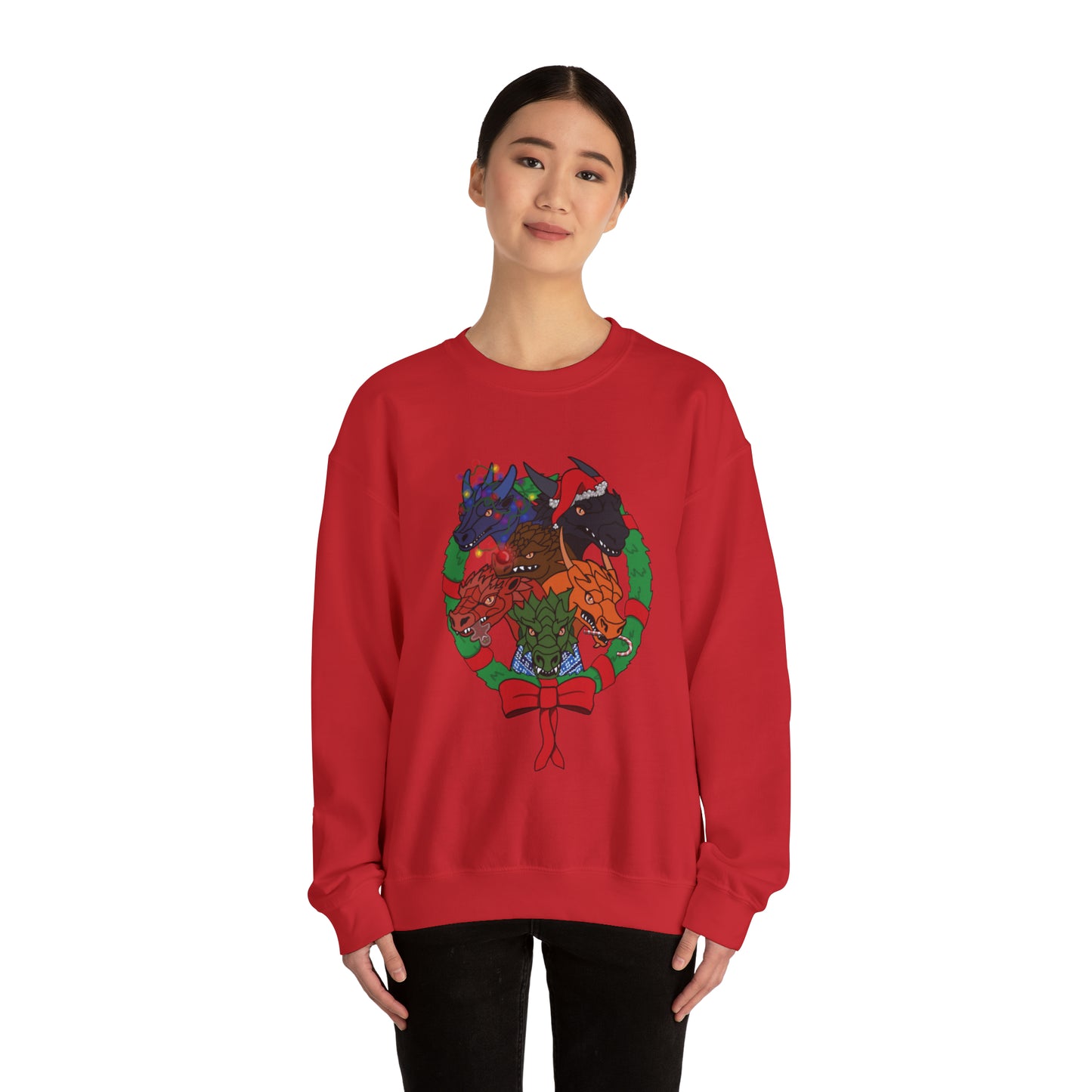 Dragon Christmas with no snow and wreath- Unisex Sweatshirt