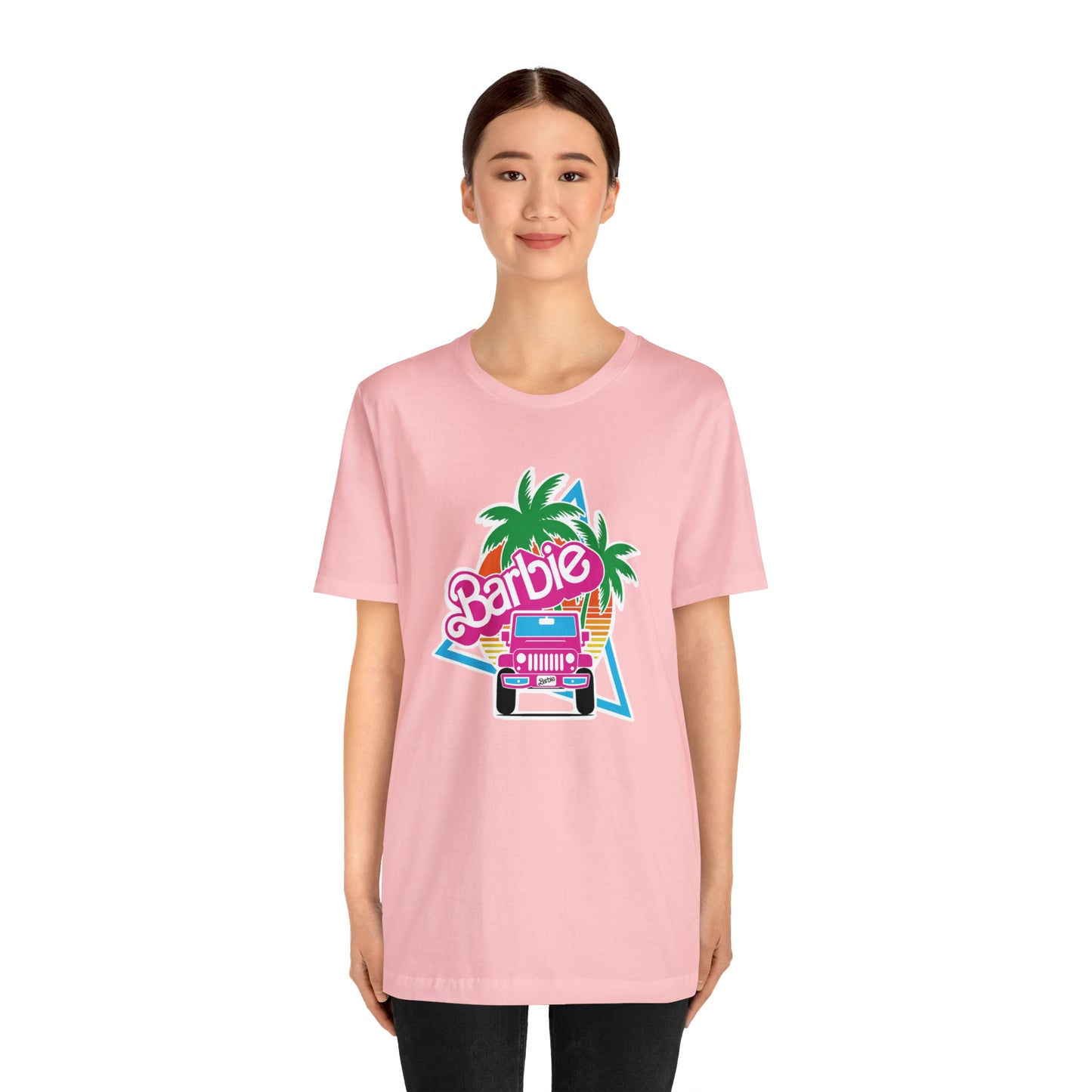 Signature Pink Barbie, Beep Beep Barbie Jeep, Unisex Jersey Short Sleeve Tee