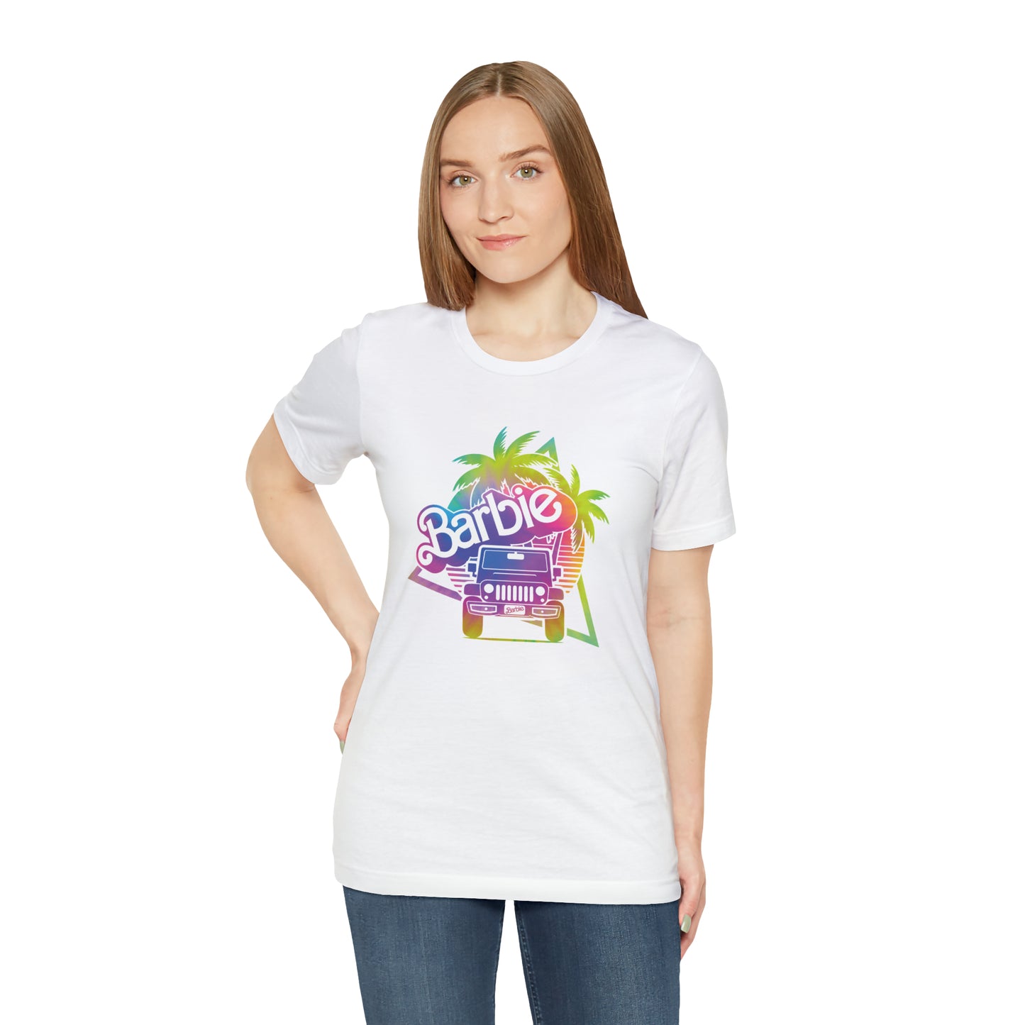 Tie dye 1, Beep Beep Barbie Jeep, Unisex Jersey Short Sleeve Tee