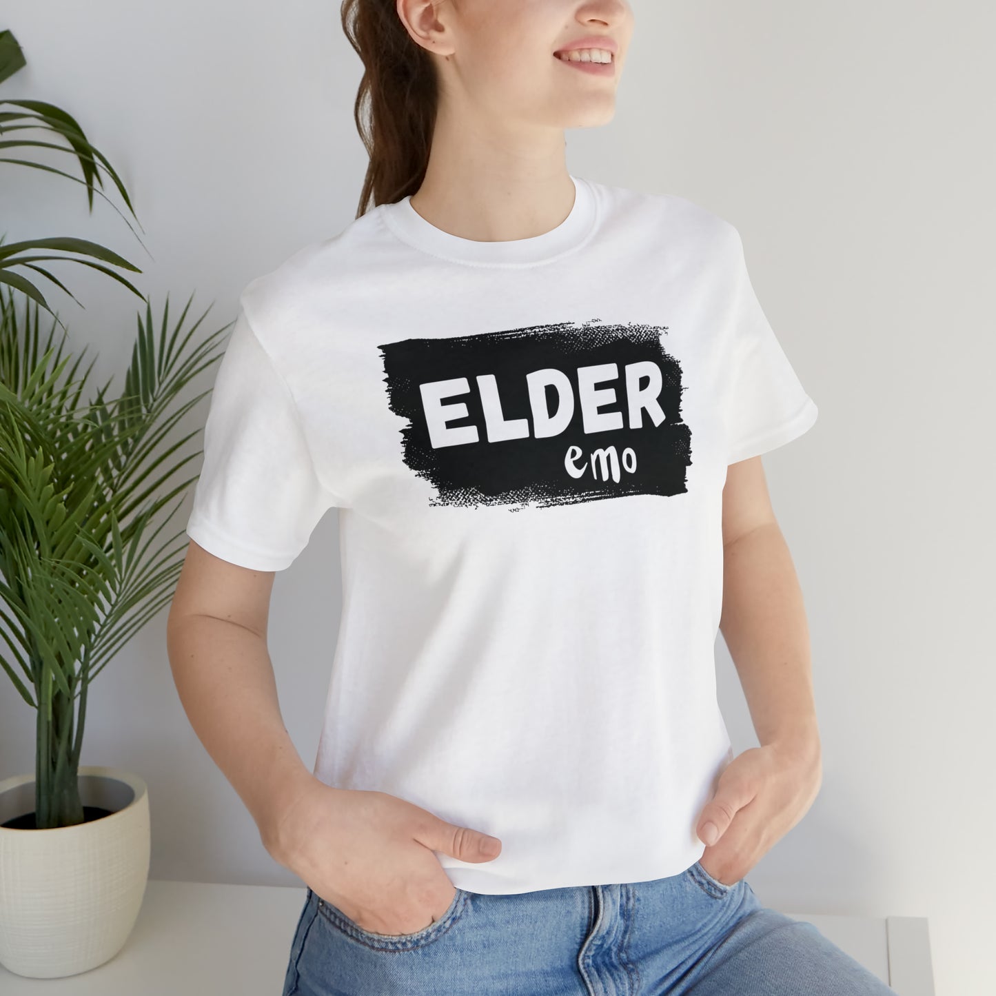 BLACK LETTER Elder Emo, Unisex Jersey Short Sleeve Tee