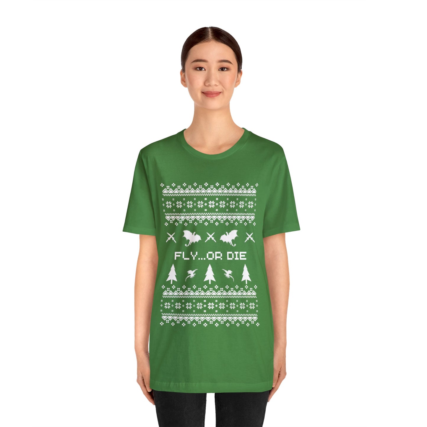 8-bit Fair Isle Dragon Christmas - Version 2 - Unisex T-shirt