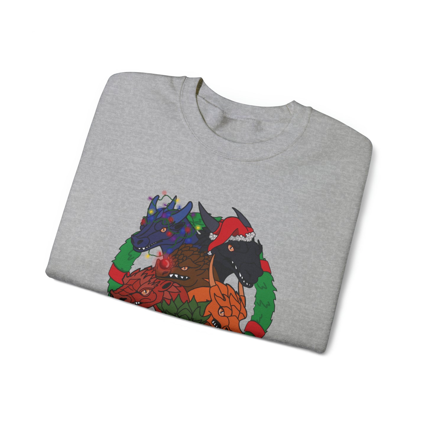 Dragon Christmas with no snow and wreath- Unisex Sweatshirt