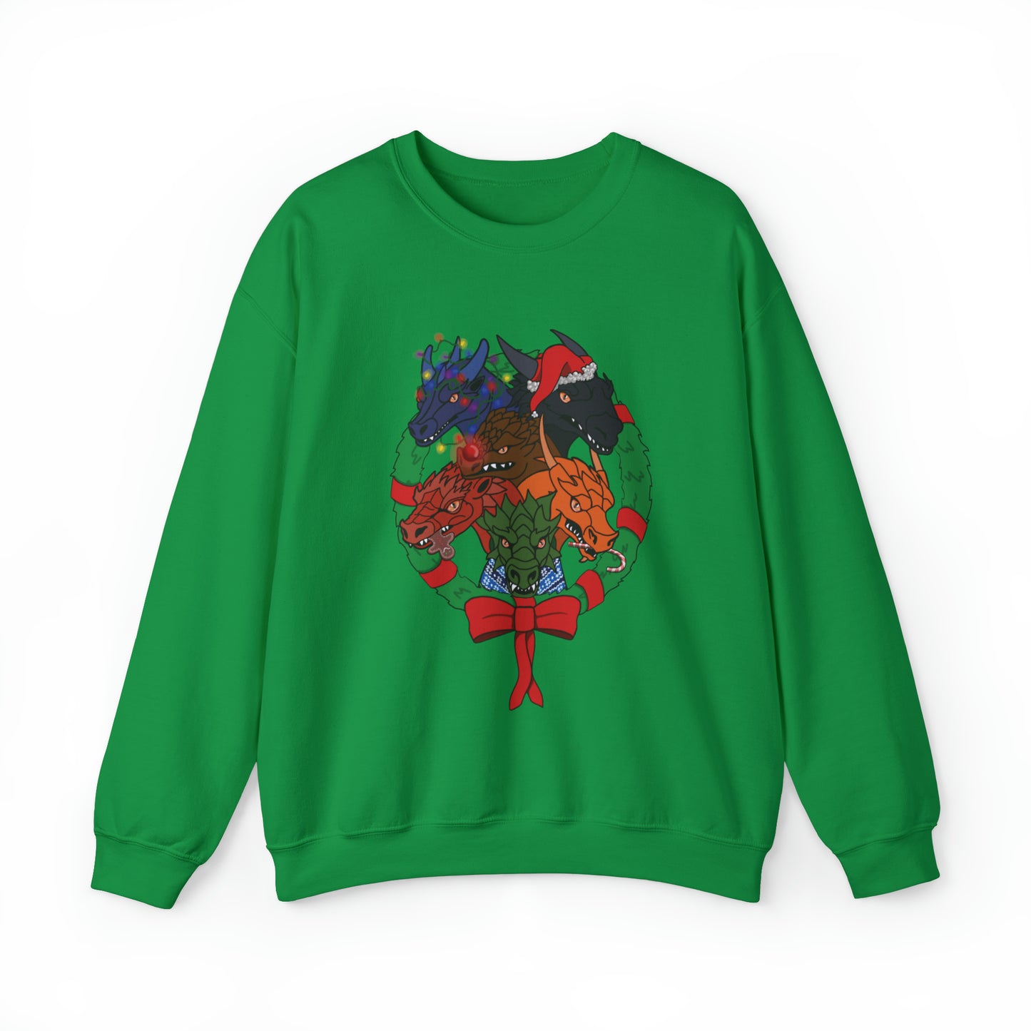 Dragon Christmas with no snow and wreath- Unisex Sweatshirt