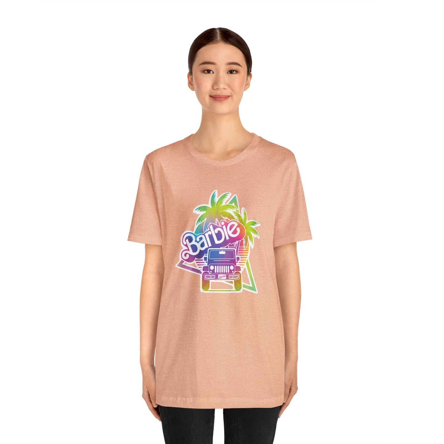 Tie dye 1, Beep Beep Barbie Jeep, Unisex Jersey Short Sleeve Tee