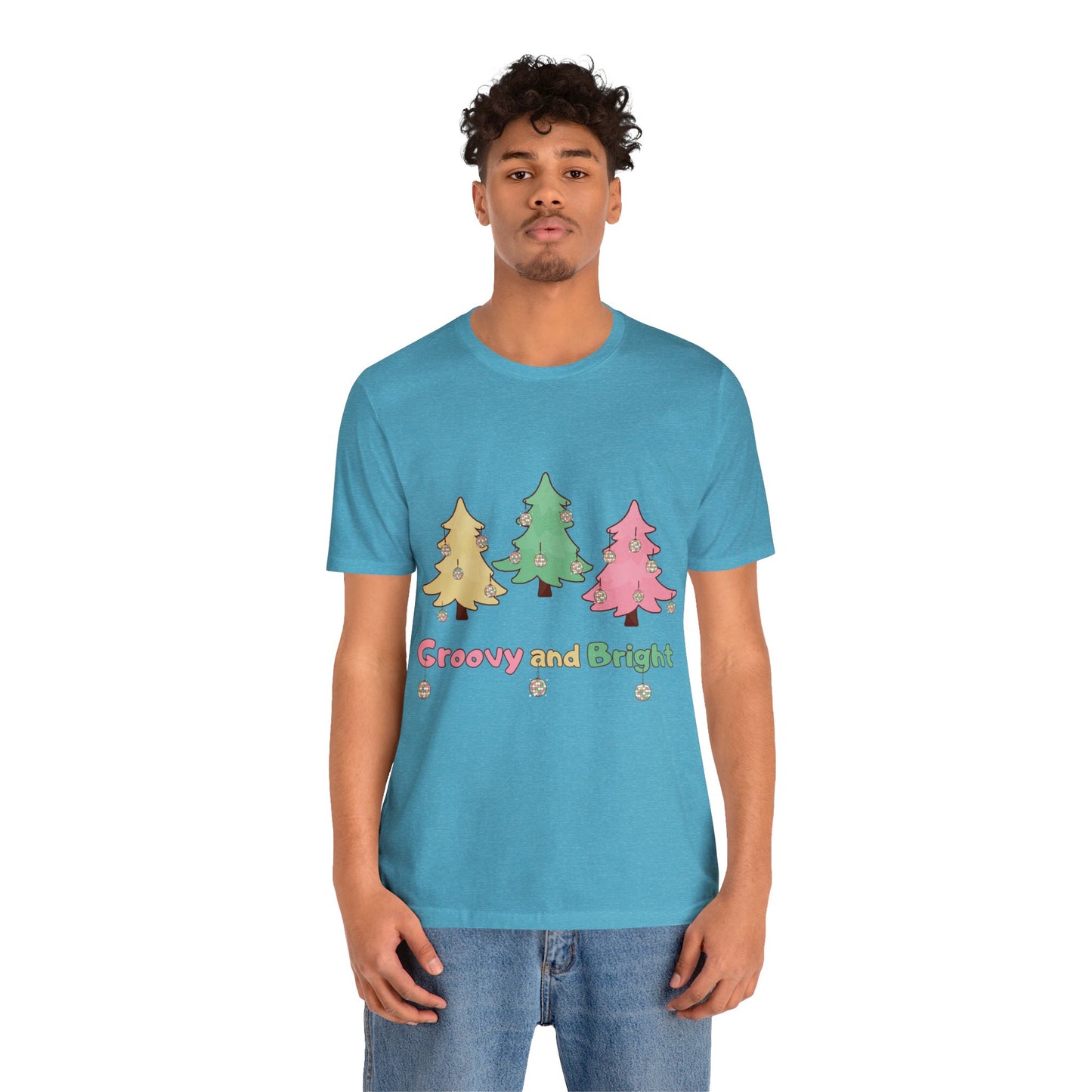 Pink Trees Farm Groovy and Bright Jingle Disco Ball on back - Unisex T-shirt