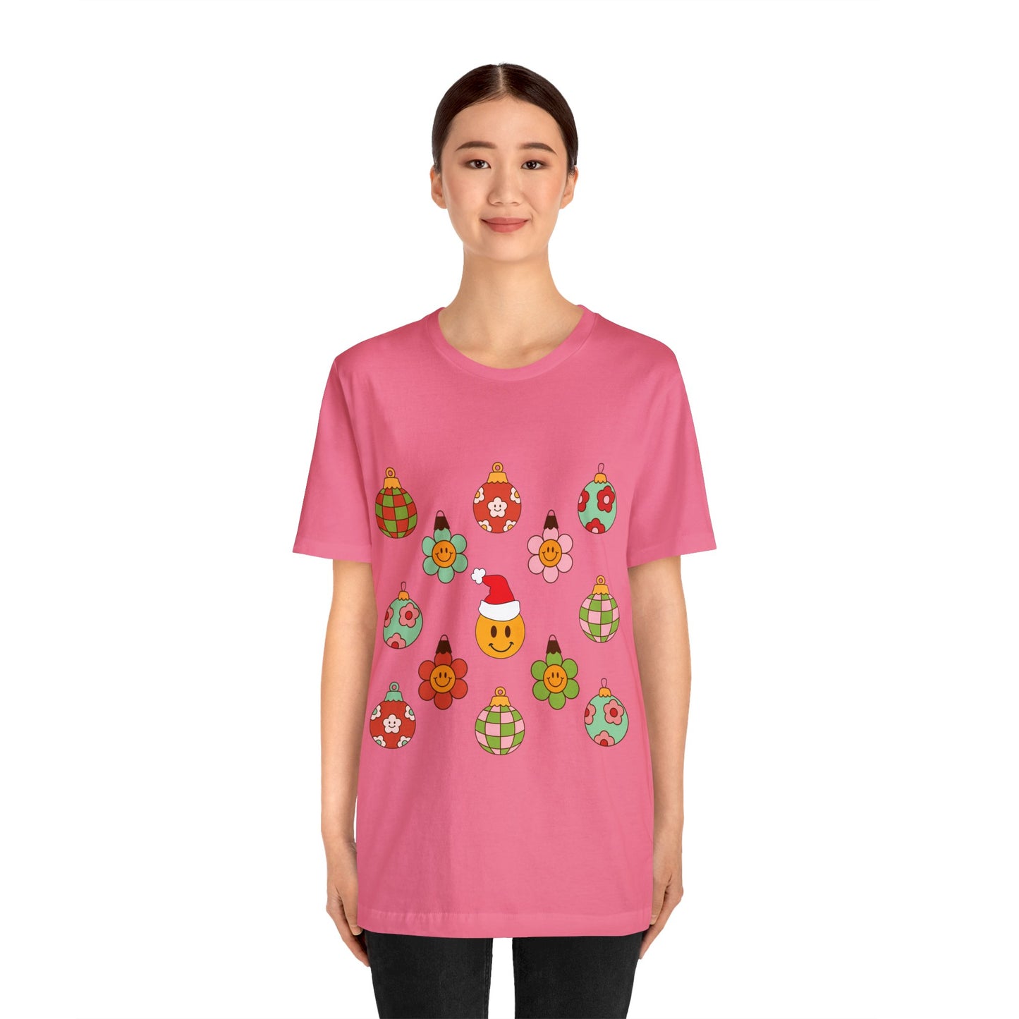 Groovy Smiley Christmas with NO back design - Unisex T-shirt