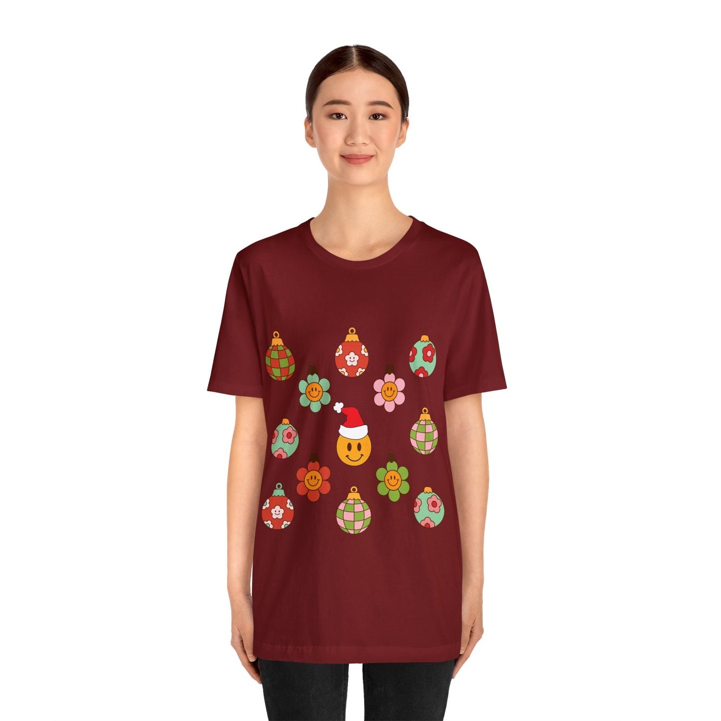 Groovy Smiley Christmas with NO back design - Unisex T-shirt