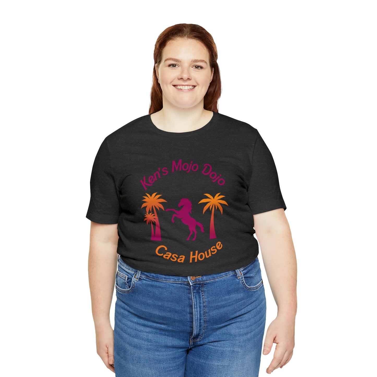 Warm Neon Palm Horse, Mojo Dojo Casa House, Unisex Jersey Short Sleeve Tee