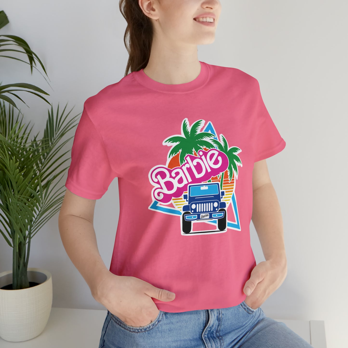 Blue jeep, Beep Beep Barbie Jeep, Unisex Jersey Short Sleeve Tee