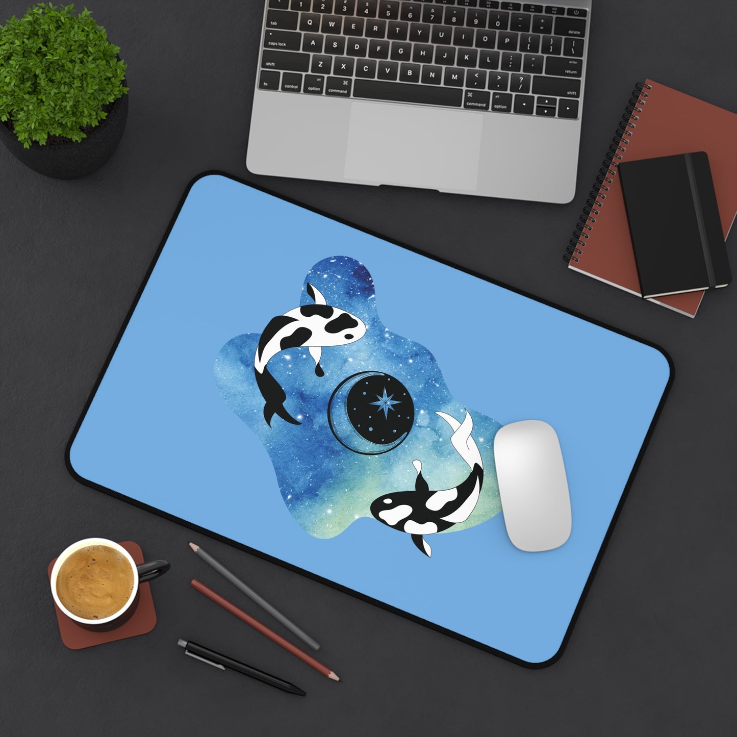 Watercolor Koi Desk Mat, 12 x 18 inches