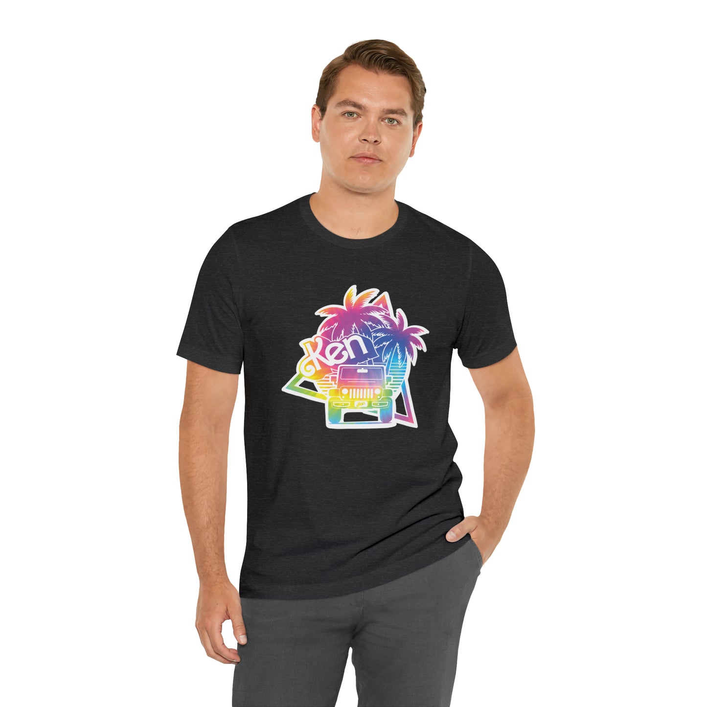 White sticker tie dye, Beep Beep KEN Jeep, Unisex Jersey Short Sleeve Tee
