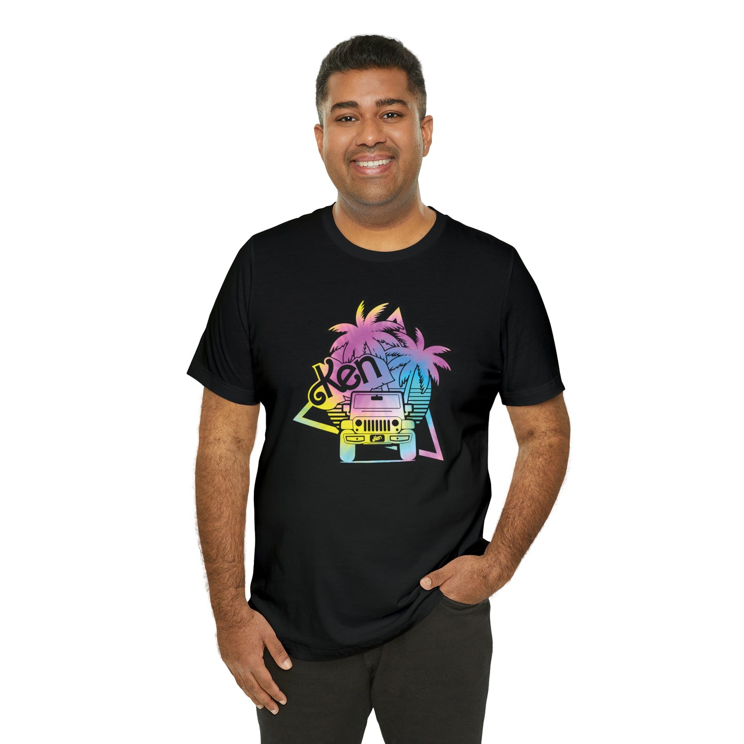 black outline tie dye, Beep Beep KEN Jeep, Unisex Jersey Short Sleeve Tee