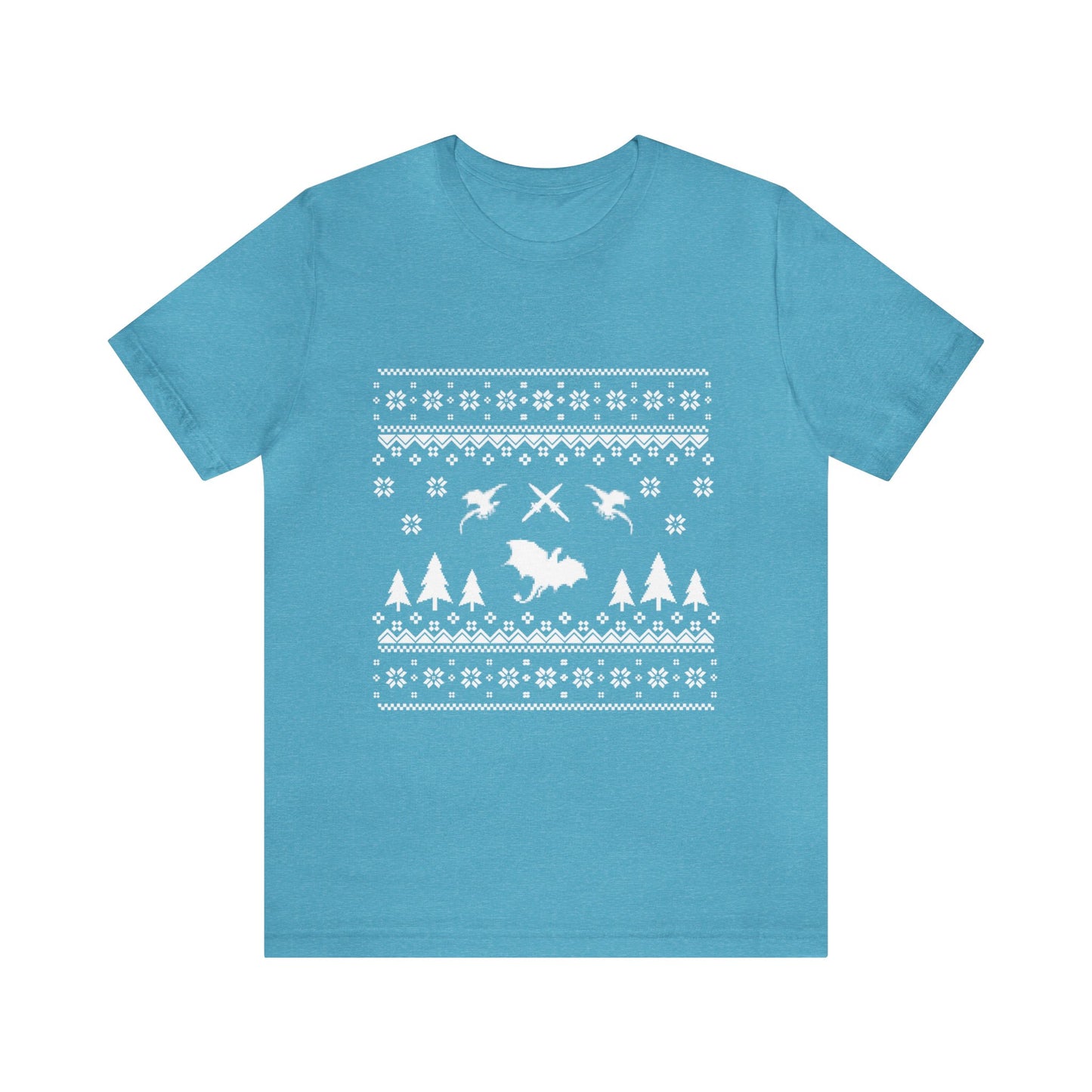 8-bit Fair Isle Dragon Christmas - Version 4 - Unisex T-shirt