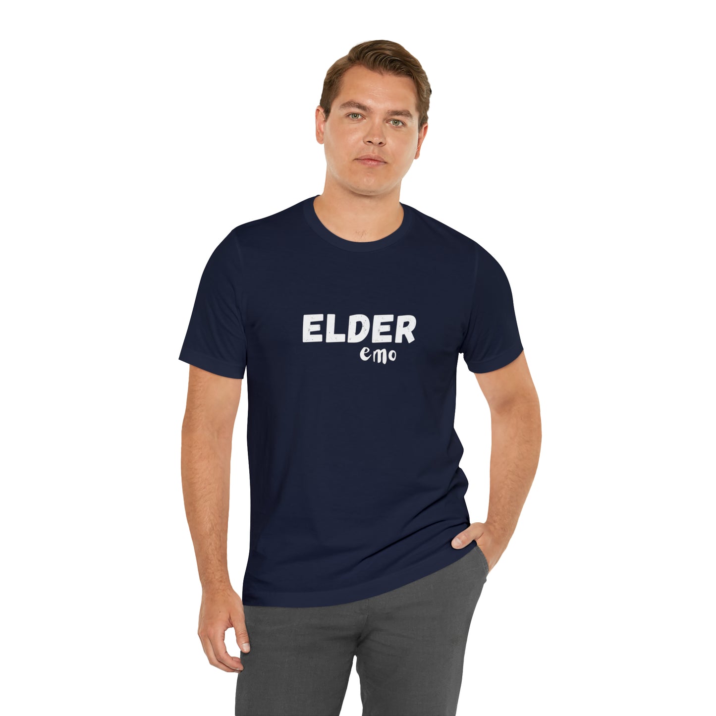 No paint WHITE LETTER Elder Emo, Unisex Jersey Short Sleeve Tee