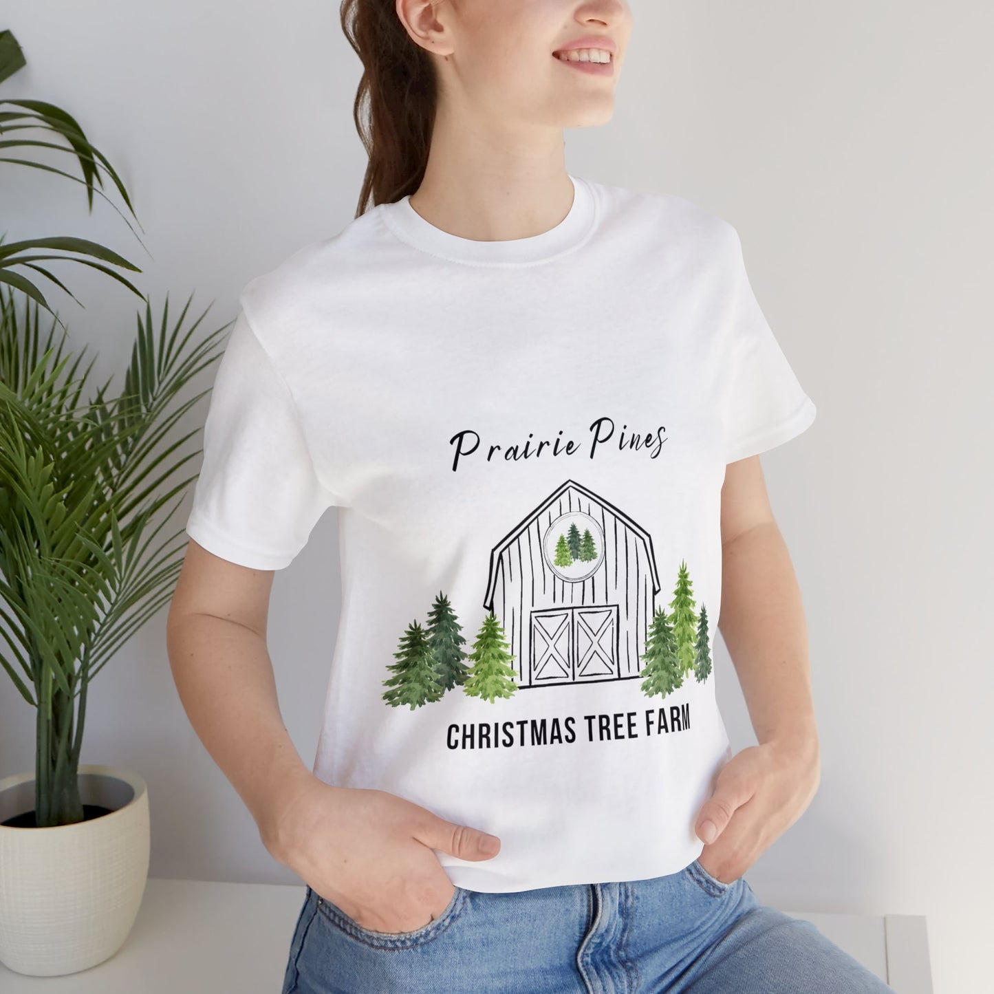 Watercolor Trees Prairie Pines Black Text - no back design - Unisex T-shirt
